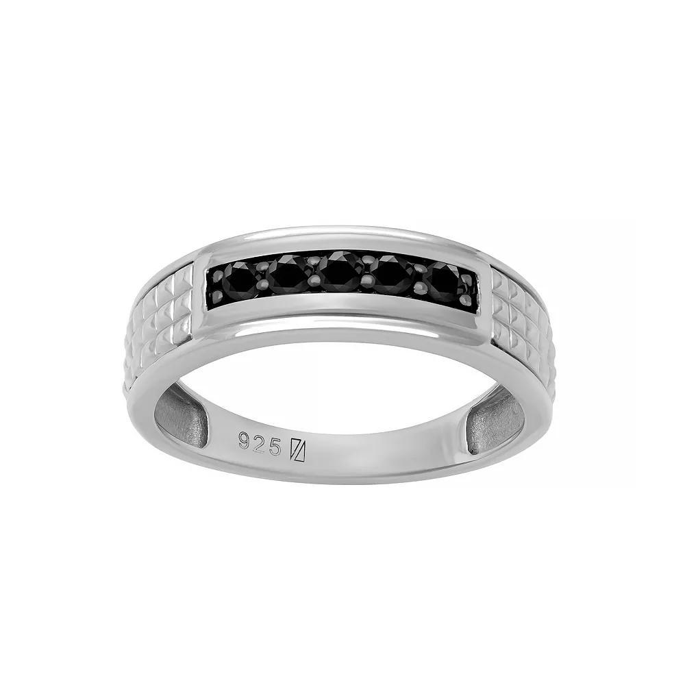 Men's AXL Sterling Silver Black Sapphire Five-Stone Ring, Size: 11 Product Image