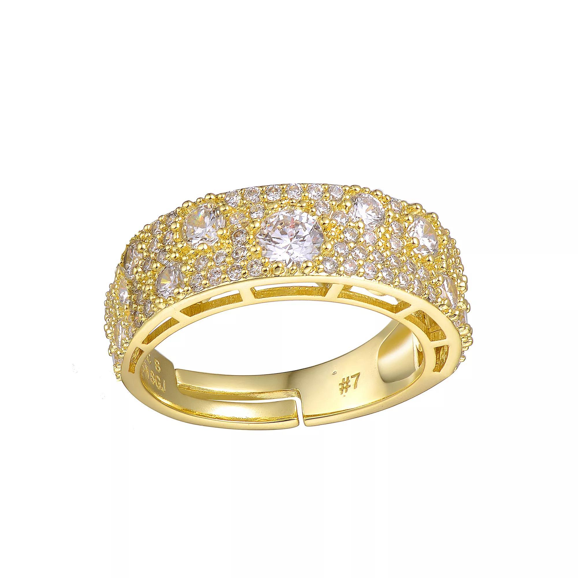 Gold Tone Cubic Zirconia & Diamond Accent Pave Band Ring, Womens Product Image