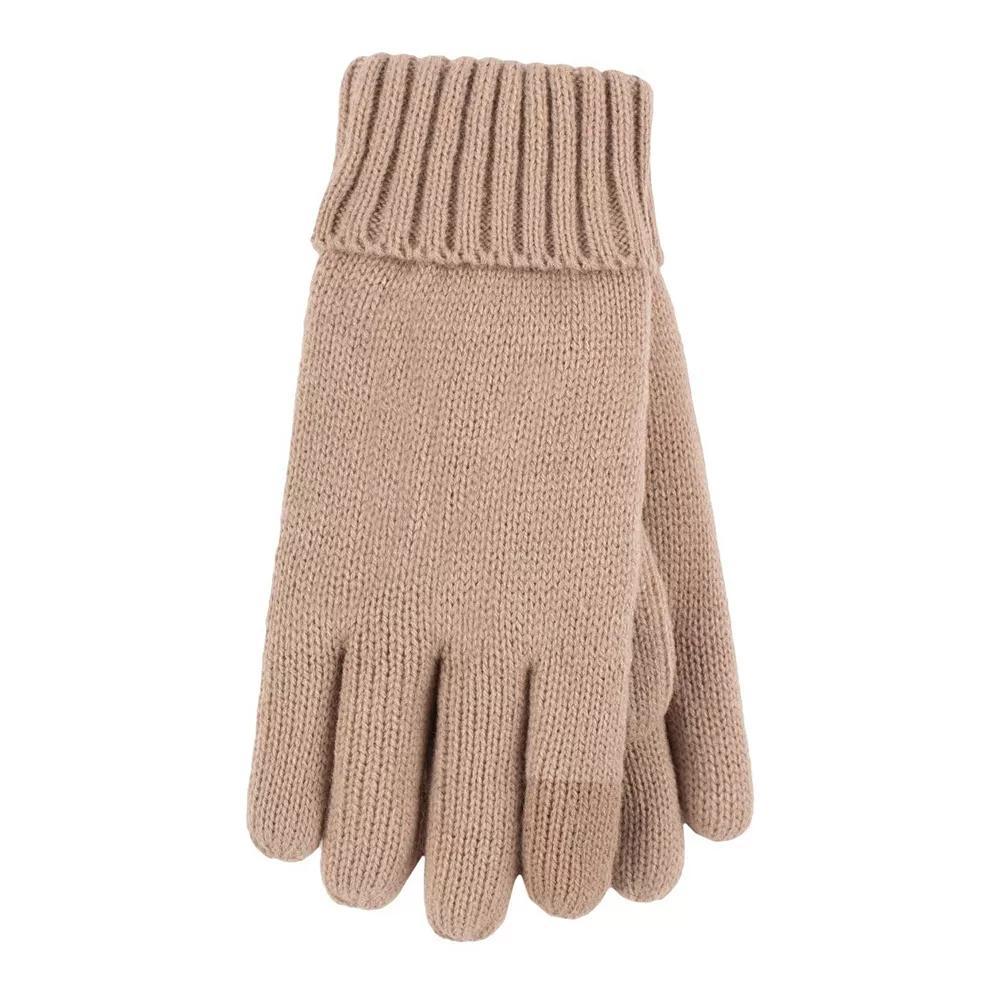 Women's Heat Holders Heatweaver Flat Knit Touchscreen Gloves, Size: Large-XL, Beige Product Image