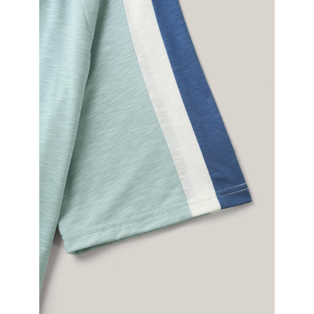 Plus Size Color Block Shoulder Flowy T-Shirt Mint Women Contrast Round Neck Everyday-Casual T-shirts BloomChic 10/M Product Image