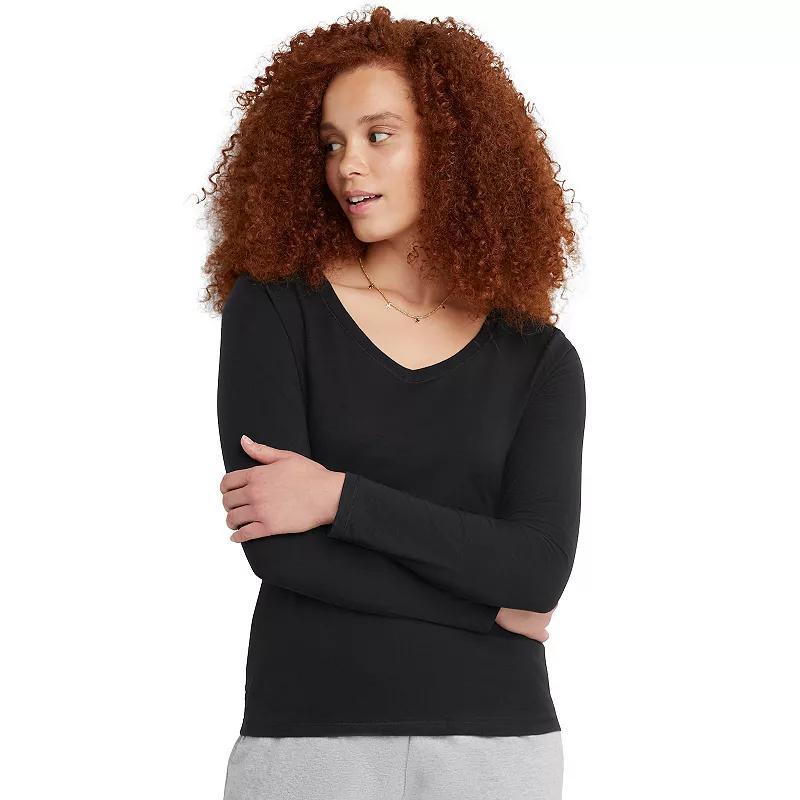 Womens Hanes Originals Long Sleeve Tee Purple Splendor Product Image