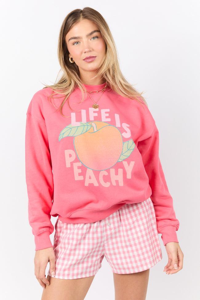 Life Is Peachy Light Red Graphic Sweatshirt Product Image