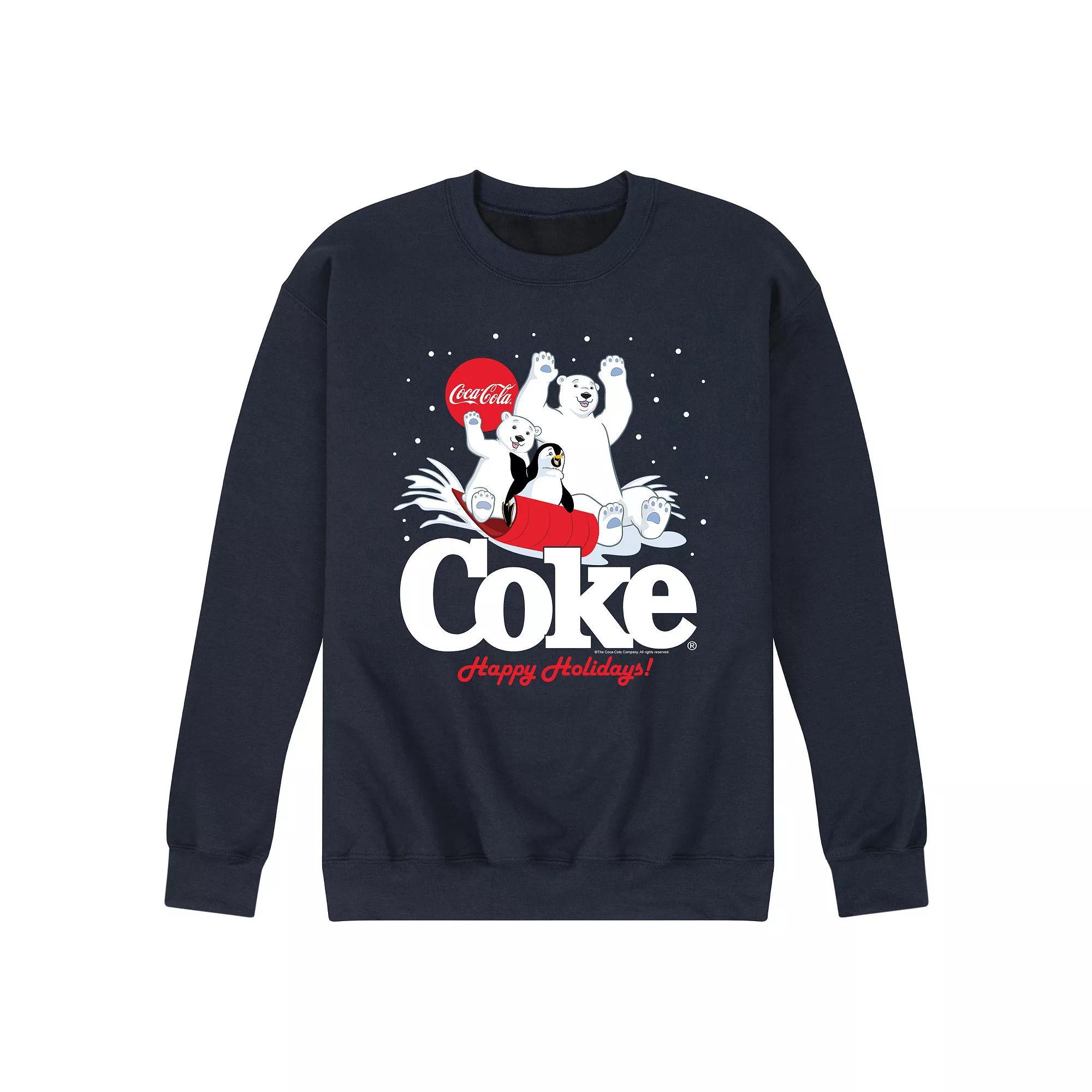 Men's CocaCola Happy Holidays Sledding Sweatshirt, Size: XXL, Black Product Image