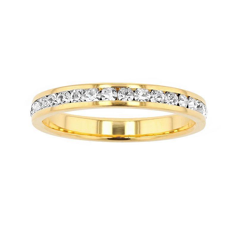 Traditions Jewelry Company 18k Gold Over Silver Birthstone Crystal Eternity Ring, Women's, Size: 10, 18k Gold Plated April Product Image