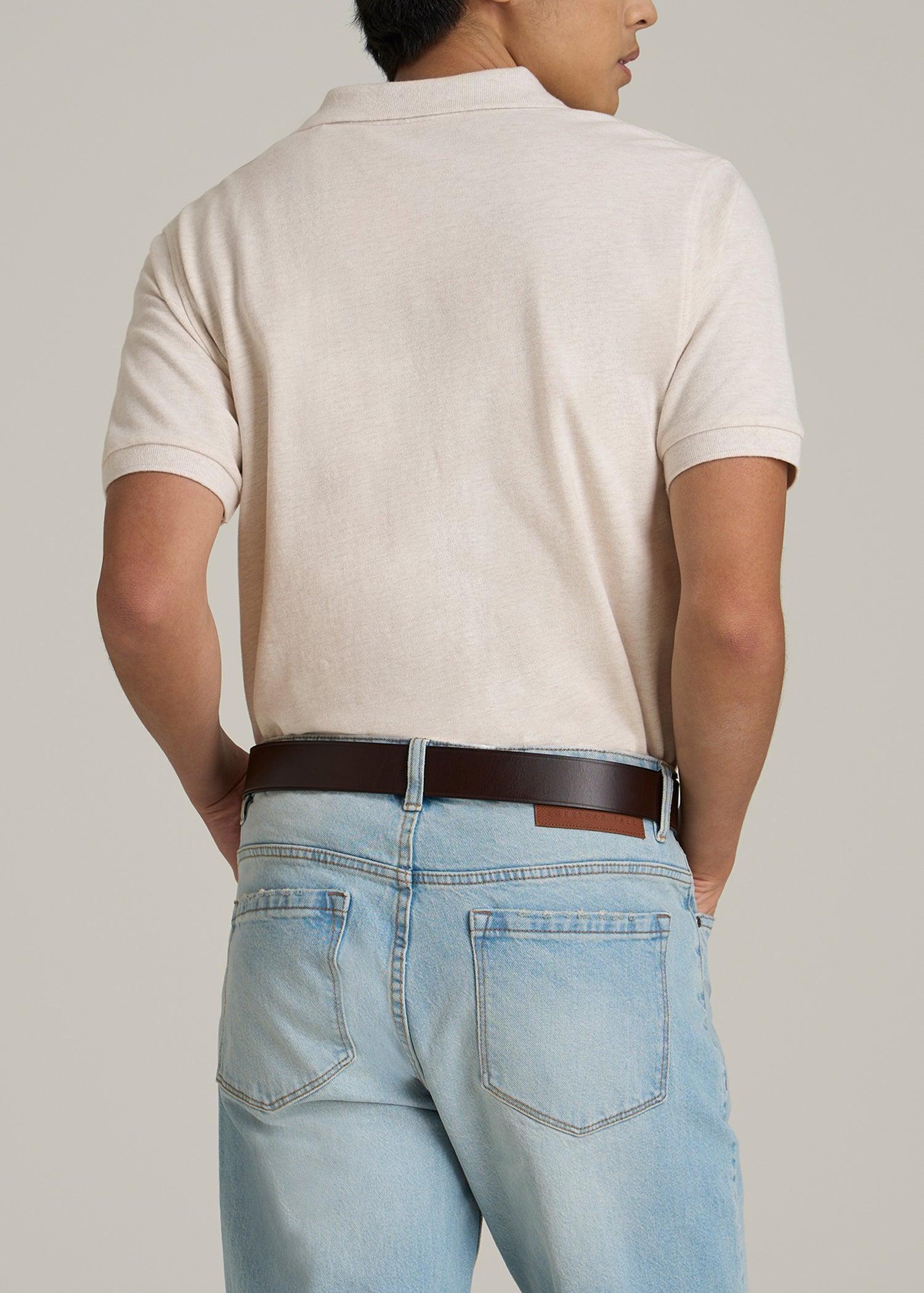 Men's Tall Classic Polo with Embroidered Logo in Heathered Oatmeal Product Image