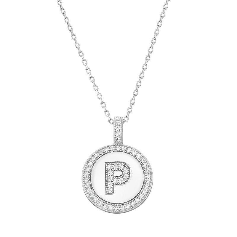 Sterling Silver Cubic Zirconia Initial Pendant Necklace, Women's, Size: 18" Product Image