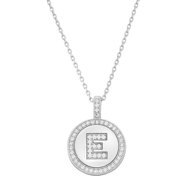 Sterling Silver Cubic Zirconia Initial Pendant Necklace, Women's, Size: 18" Product Image
