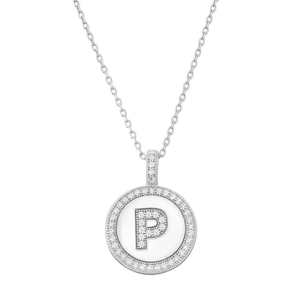 Sterling Silver Cubic Zirconia Initial Pendant Necklace, Women's, Size: 18" Product Image