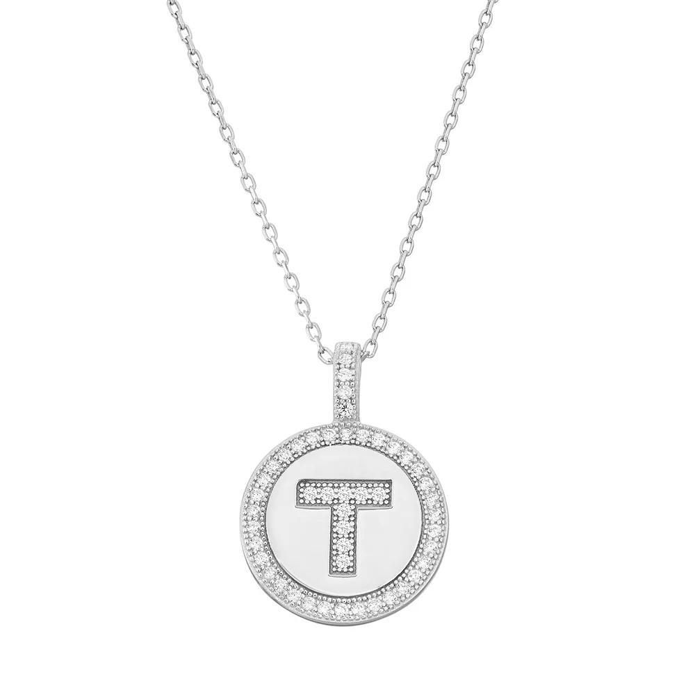 Sterling Silver Cubic Zirconia Initial Pendant Necklace, Women's, Size: 18" Product Image