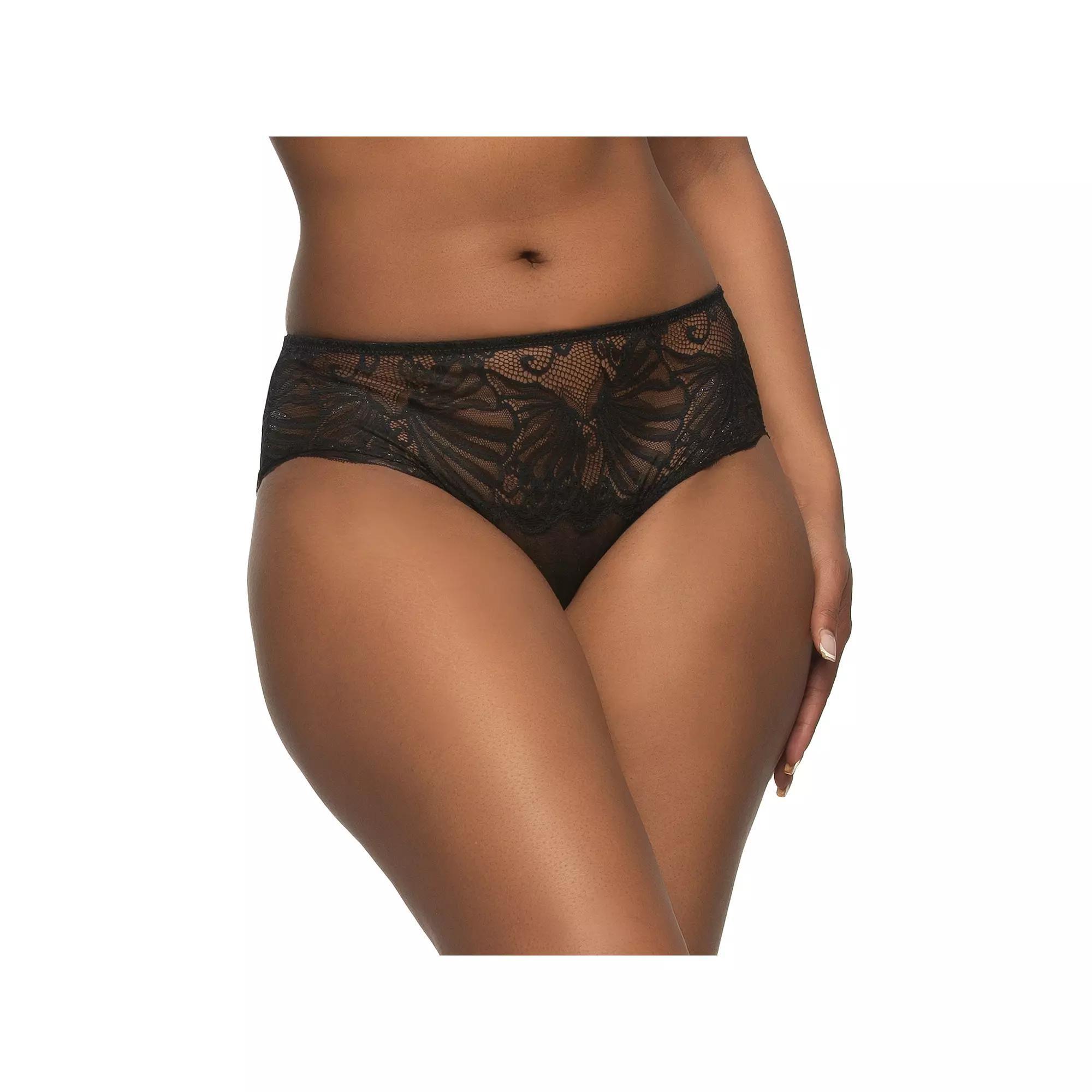 Women's Paramour by Felina Tempting Lace & Mesh Hipster Panty 735061, Size: Medium, Black Product Image