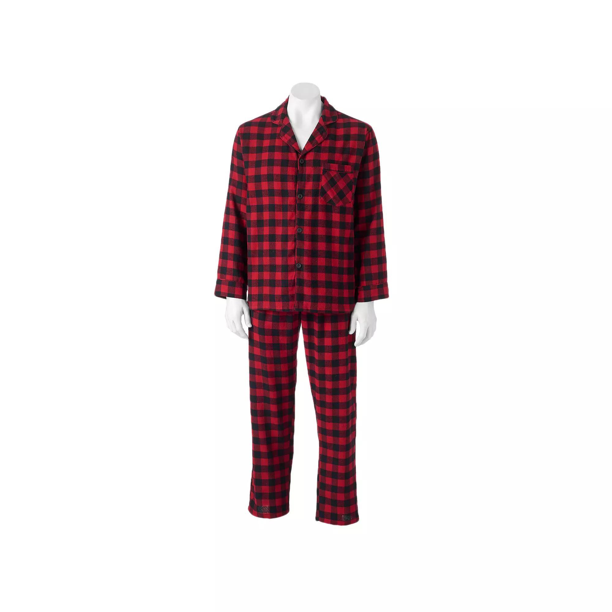 Big & Tall Hanes Plaid Flannel Pajama Set, Mens Product Image