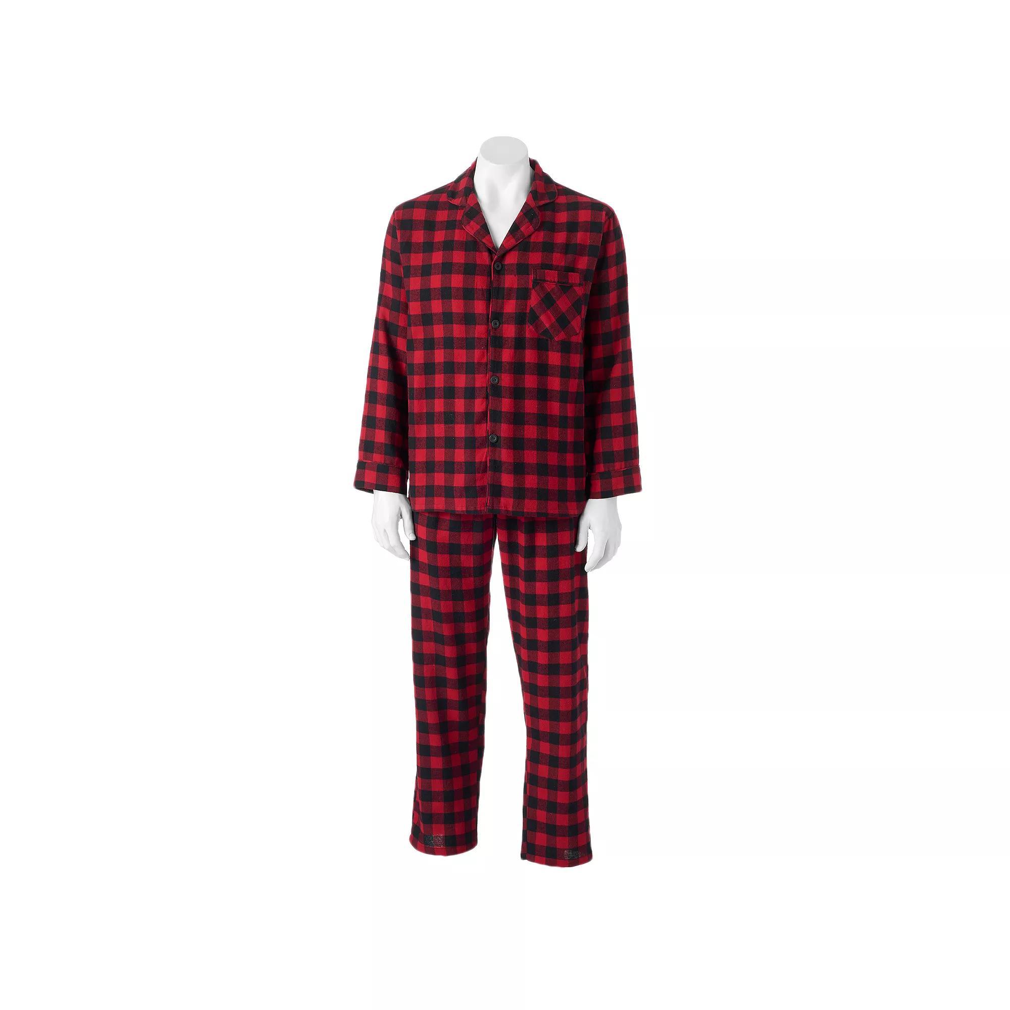 Big & Tall Hanes Plaid Flannel Pajama Set, Mens Product Image