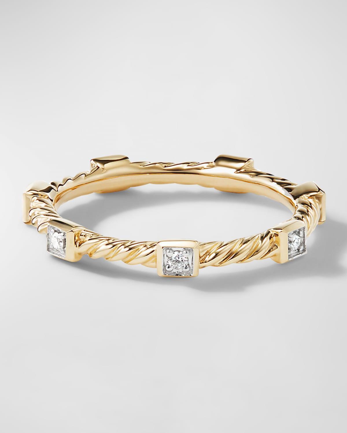 Womens Cable Collectibles Stations Stack Ring in 18K Yellow Gold Product Image