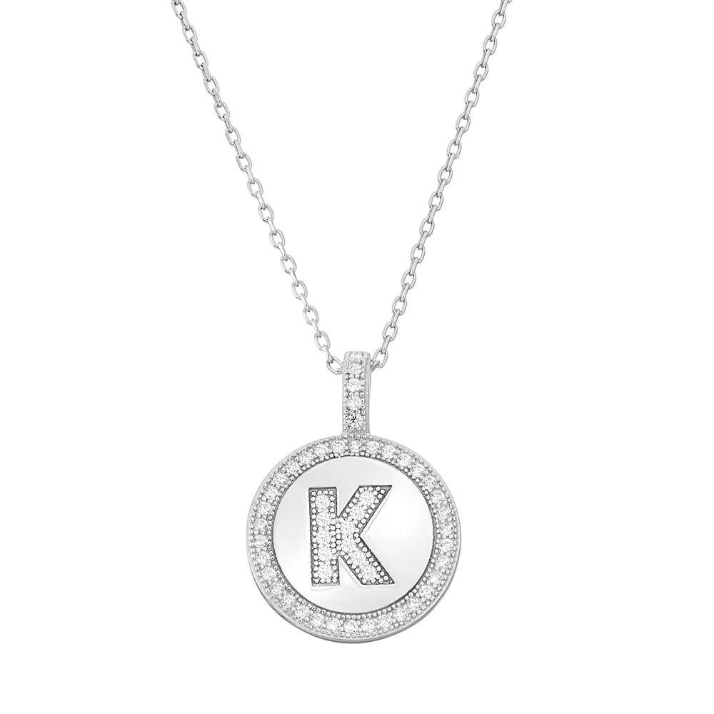 Sterling Silver Cubic Zirconia Initial Pendant Necklace, Women's, Size: 18" Product Image