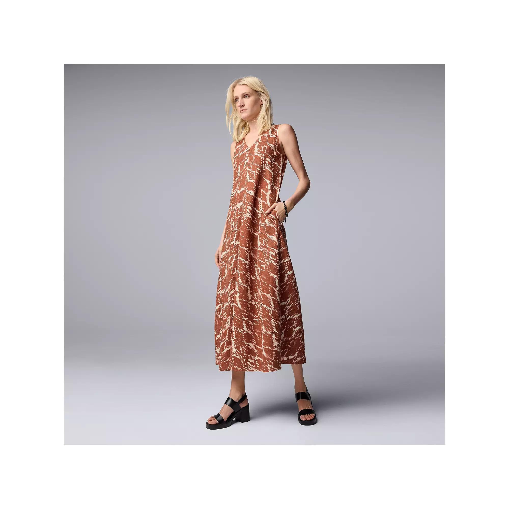 Womens Simply Vera Vera Wang V-Neck Maxi Dress With Camisole Slip Product Image