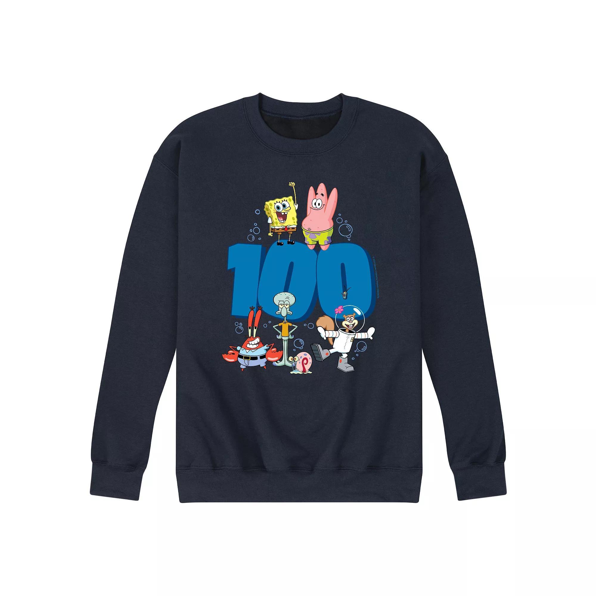 Mens SpongeBob SquarePants 100 Days Fleece Sweatshirt Blue Product Image
