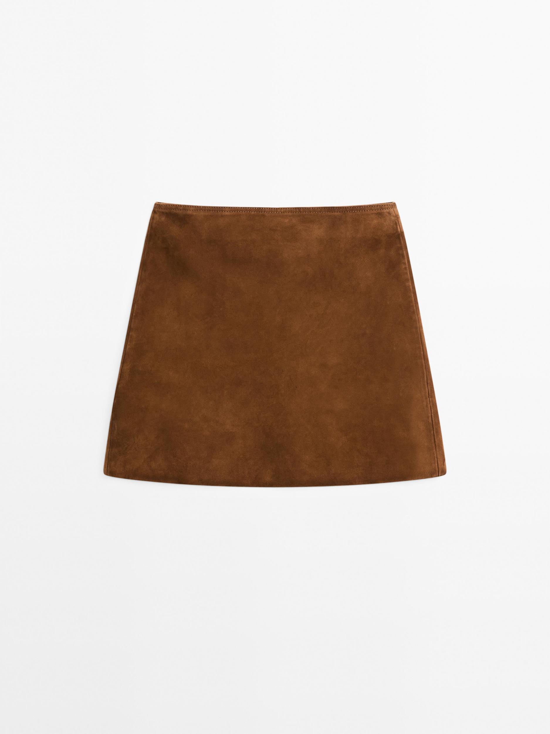 Suede nappa leather mini skirt with topstitching Product Image