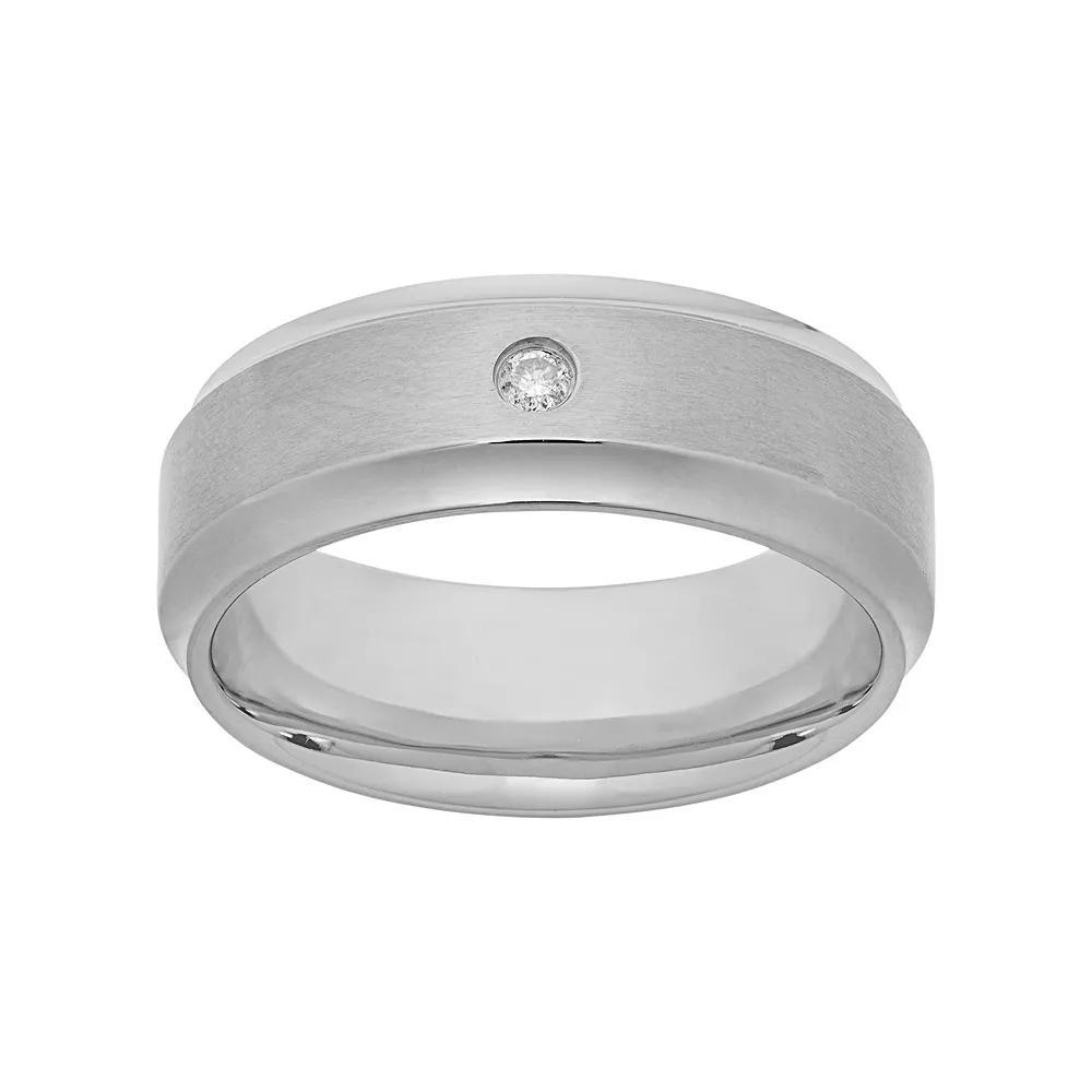 Diamond Accent Titanium Wedding Band - Men, Mens White Product Image