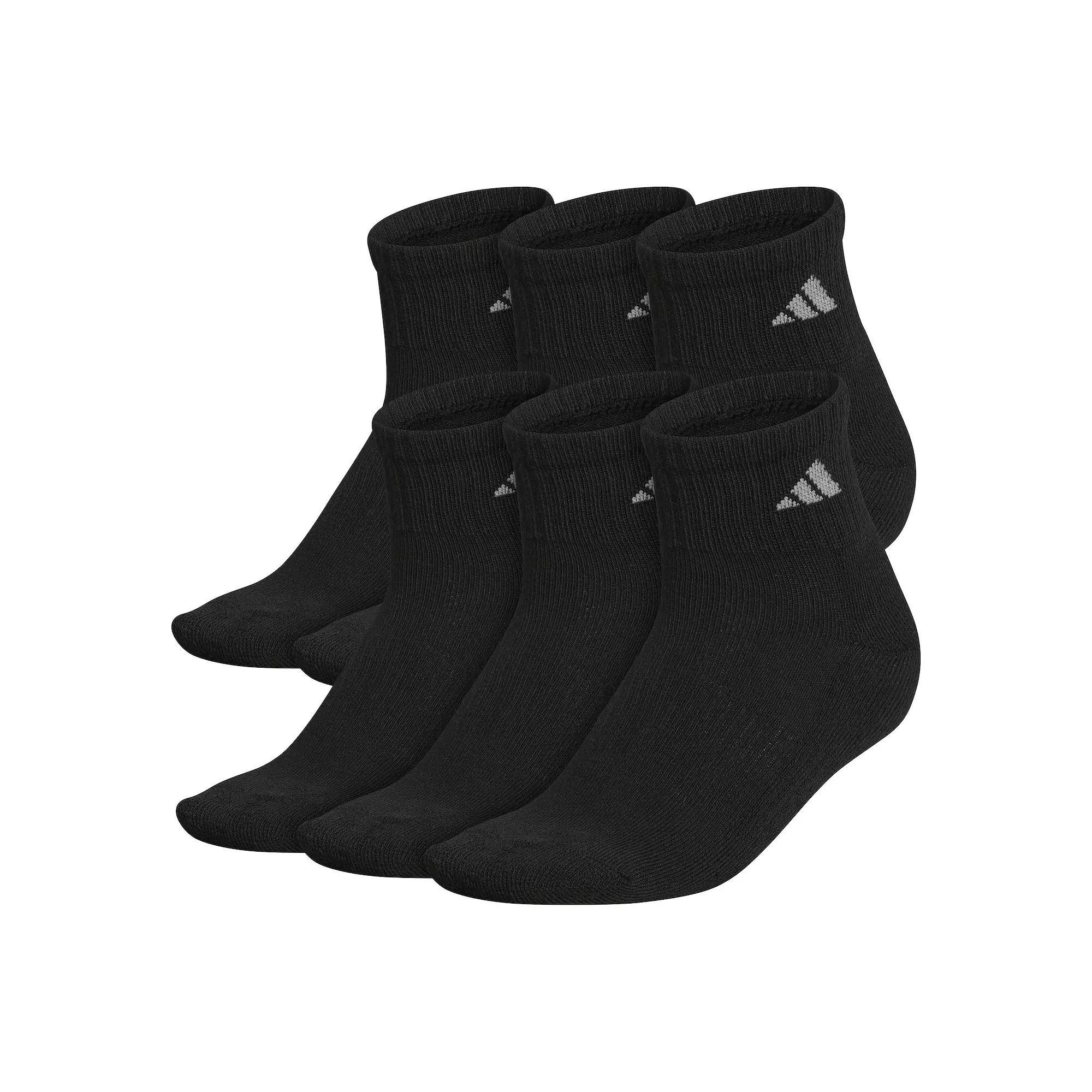 Women's adidas 6-Pack Athletic Quarter Length Socks, Size: 5-10, White Product Image