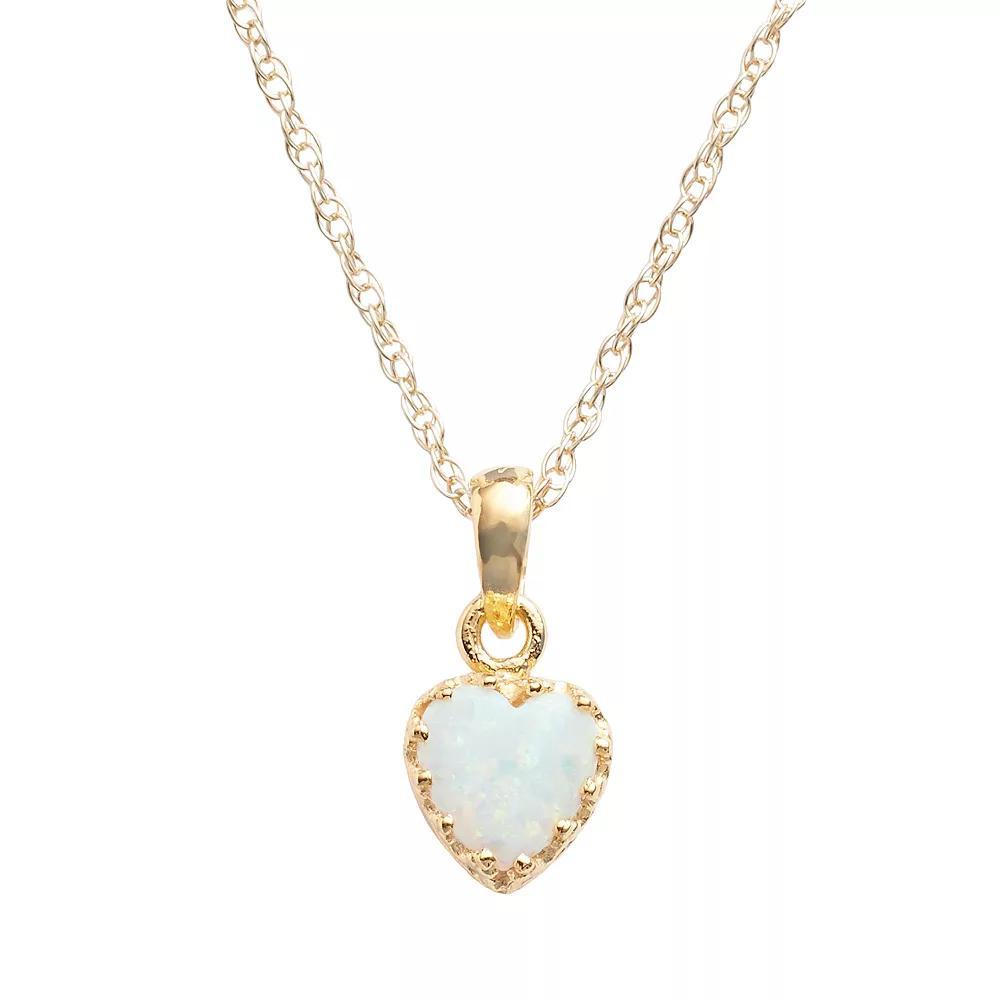 Designs by Gioelli Sterling Silver Lab-Created Opal Heart Crown Pendant, Women's, Size: 18", White Product Image
