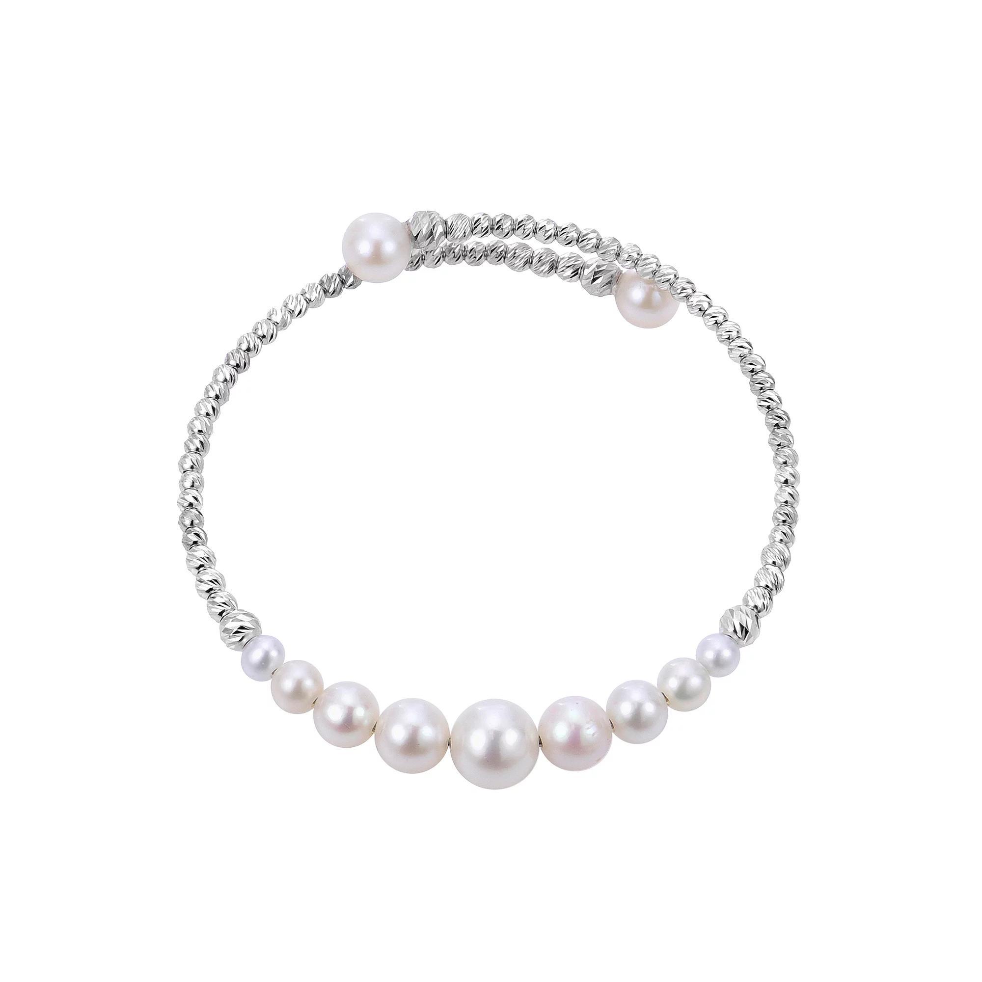 PearLustre by Imperial Sterling Silver Freshwater Cultured Pearl Cuff Bracelet, Womens Product Image