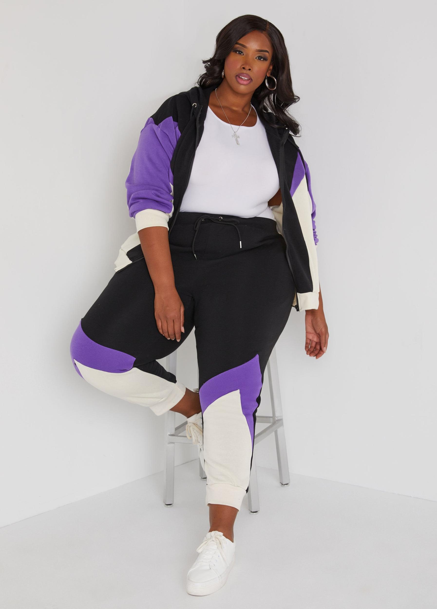 Plus Size Colorblock Fleece Hoodie Ashley Stewart Product Image