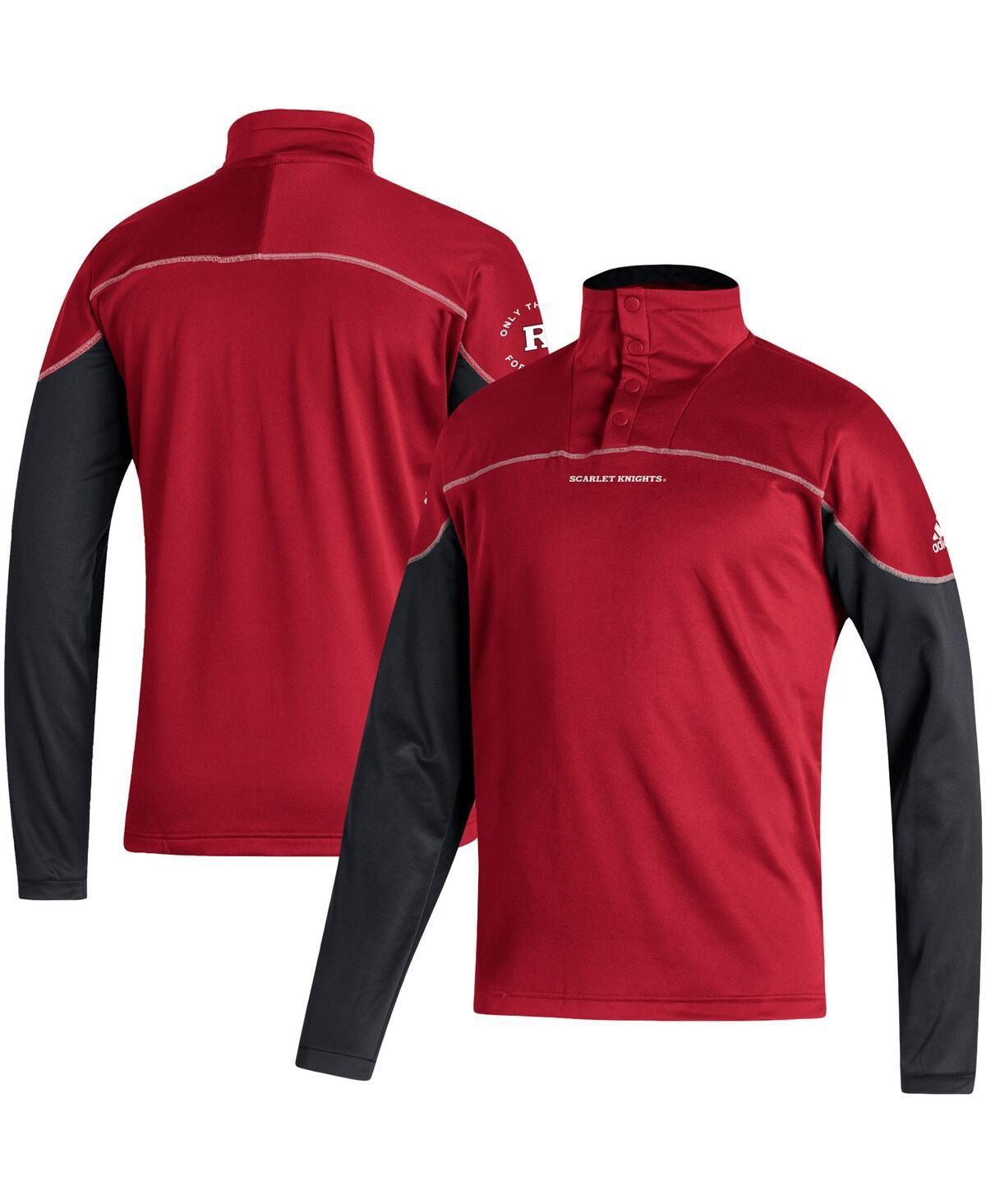 Men's adidas Scarlet Rutgers Scarlet Knights AEROREADY Knit Quarter-Snap Jacket, Size: Small, Red Product Image
