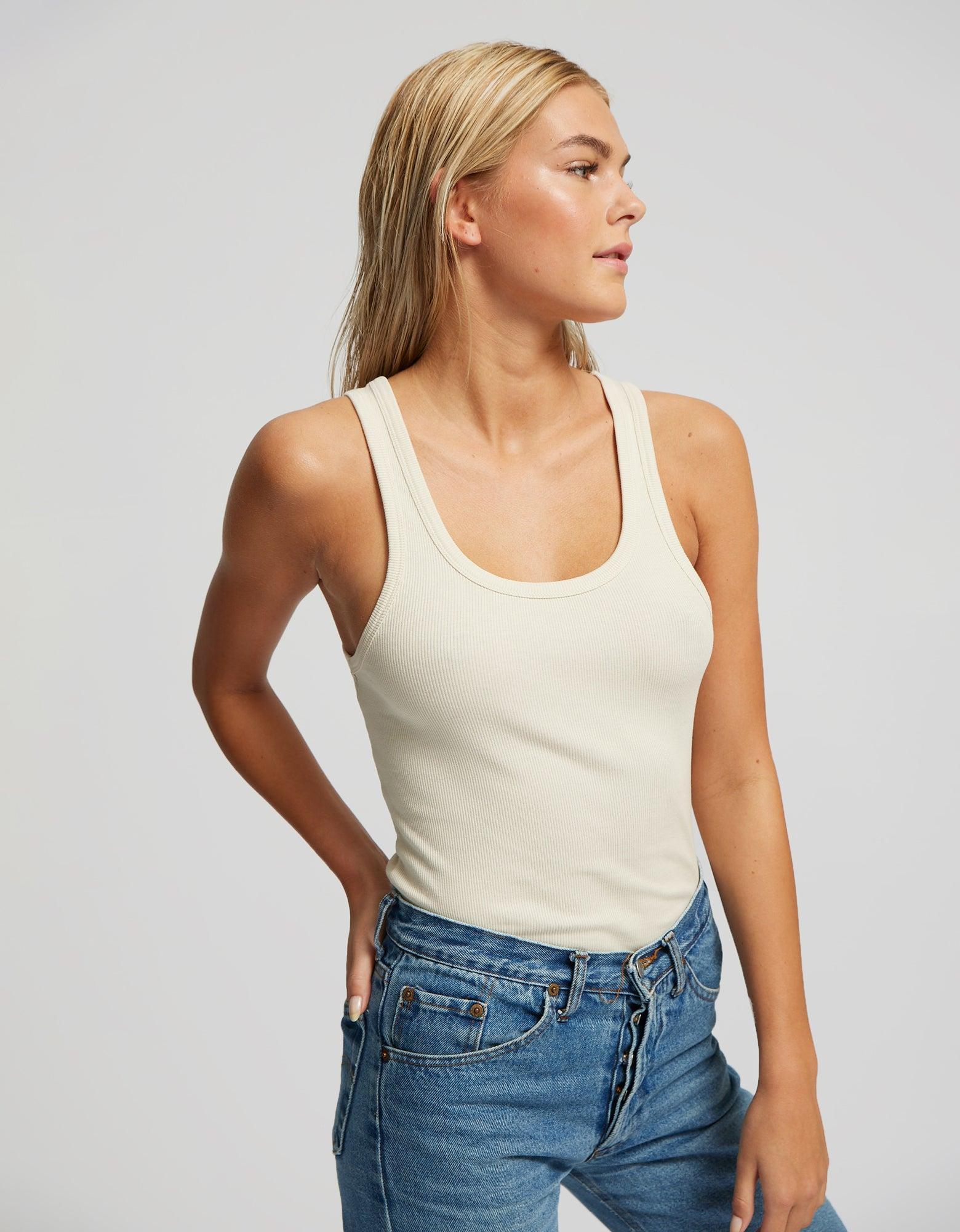 Women Organic Rib Tank Top - Coffee Brown Product Image
