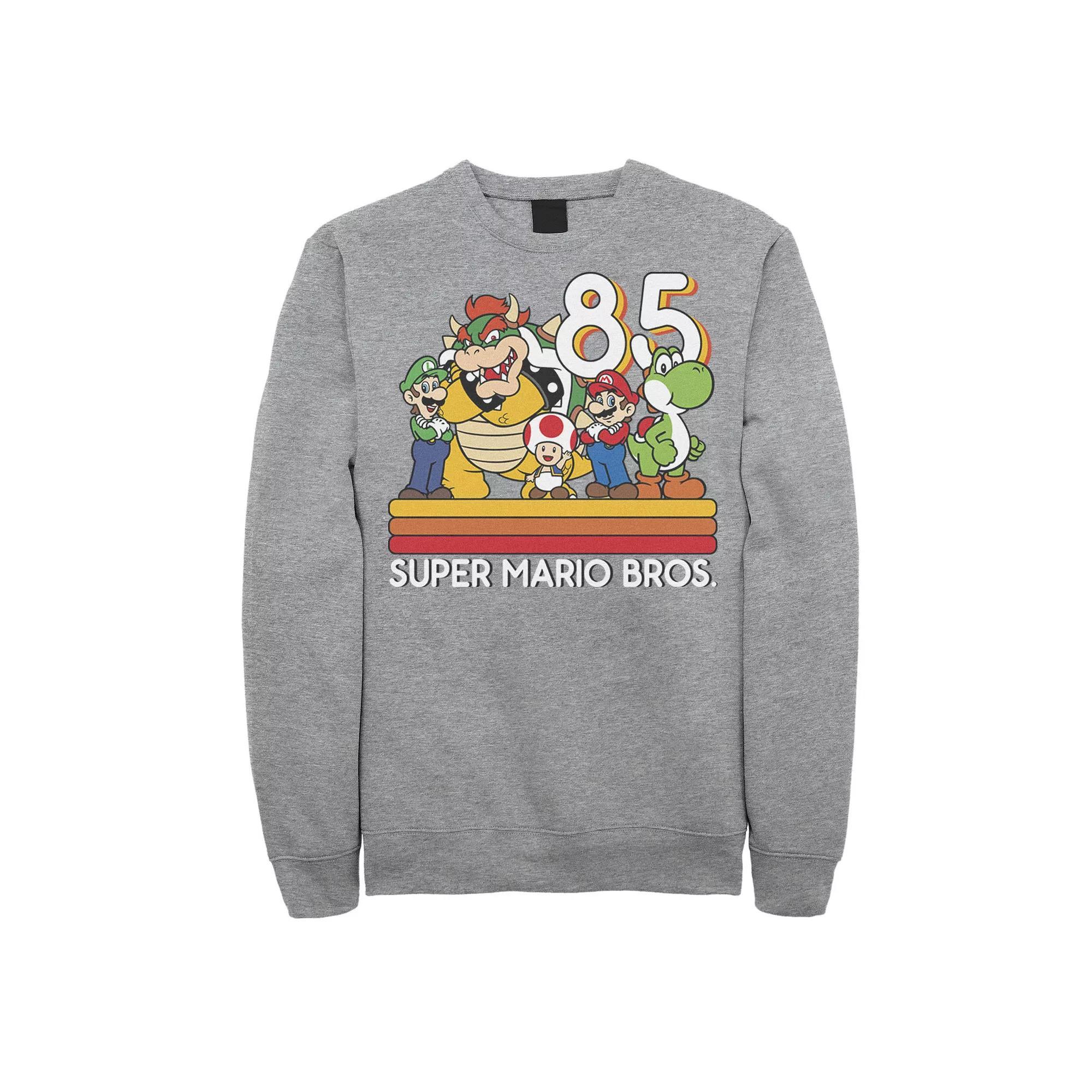Big & Tall Nintendo Super Mario Bros Distressed Portrait Logo Fleece Sweatshirt, Men's, Size: 3XL Tall, Athletic Grey Product Image