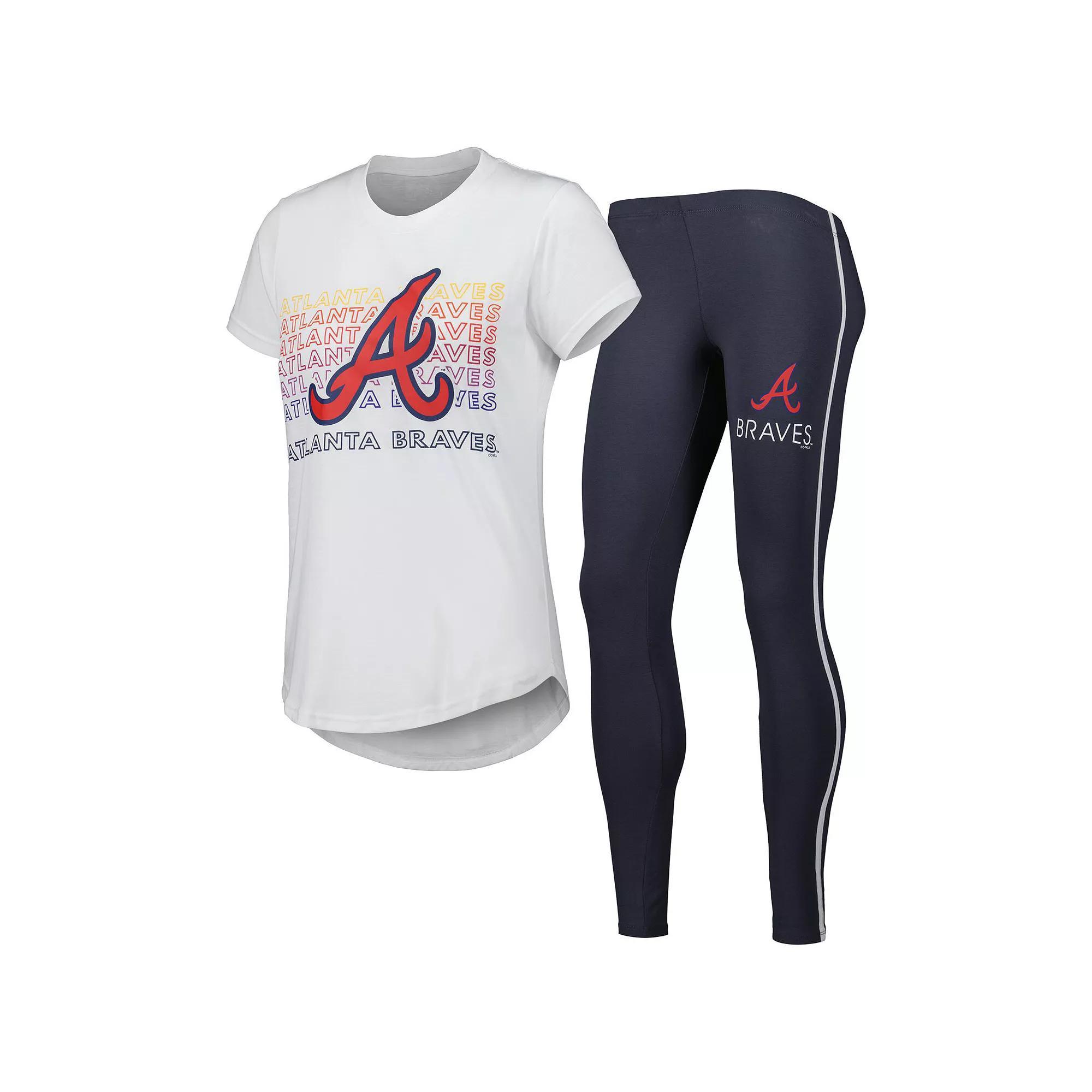 Women's Concepts Sport Charcoal/White Atlanta Braves Sonata T-Shirt & Leggings Sleep Set, Size: Small Product Image