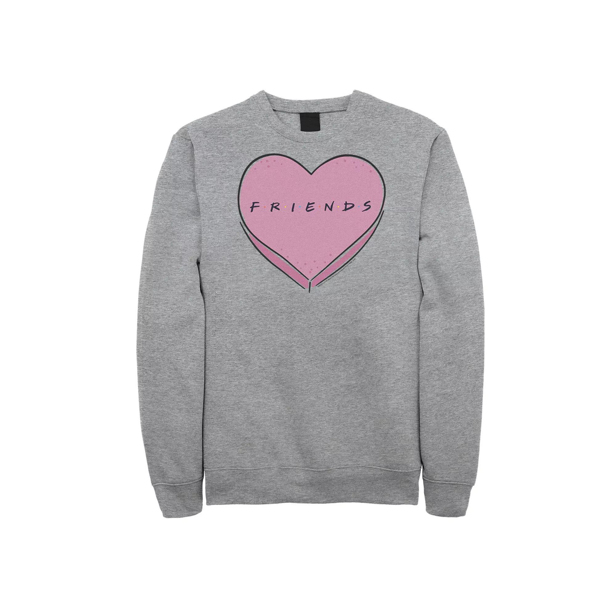 Men's Friends Valentine's Day Candy Heart Logo sweartshirt, Size: XL, Athletic Grey Product Image
