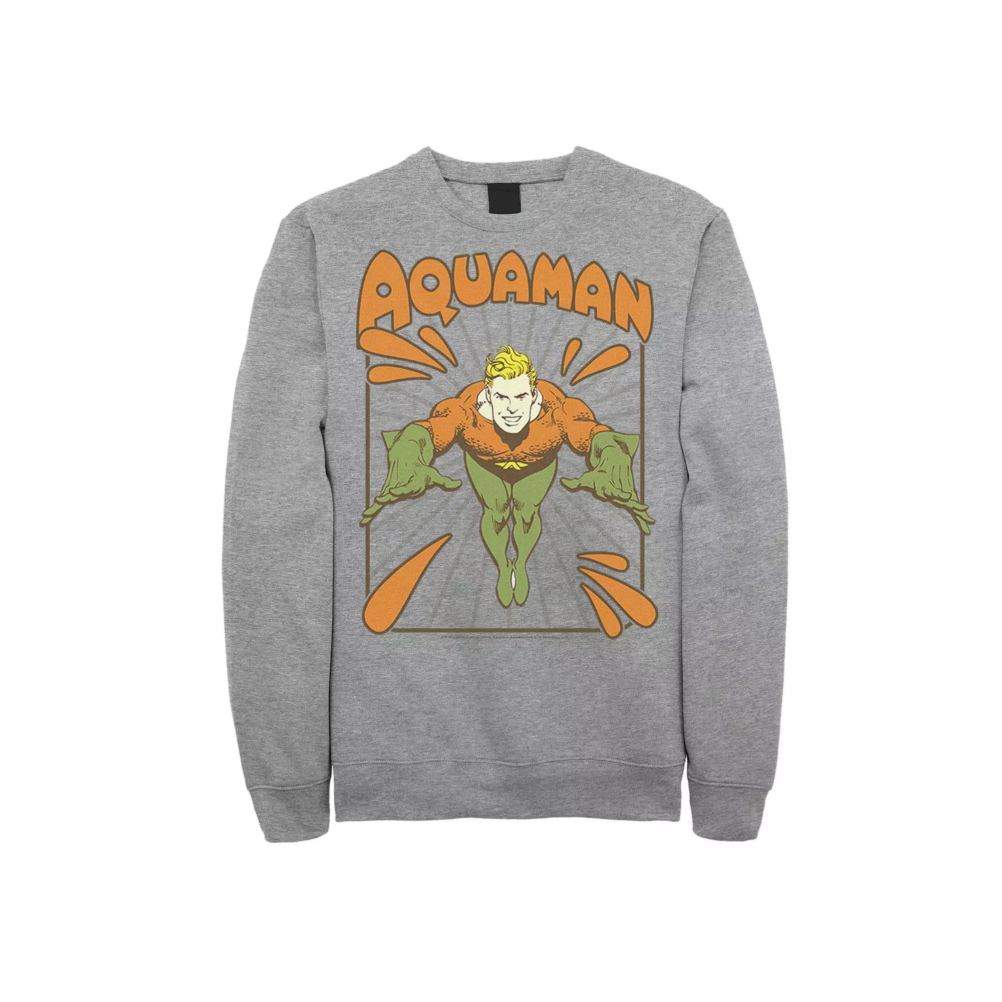 Men's DC Comics Aquaman Simple Text Logo Portrait Fleece Sweatshirt, Size: XXL, Blue Product Image