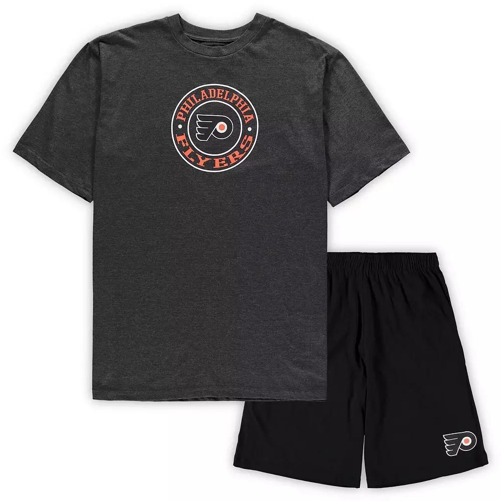Men's Concepts Sport Black/Heathered Charcoal Philadelphia Flyers Big & Tall T-Shirt & Shorts Sleep Set, Size: 2XB, Fly Black Product Image