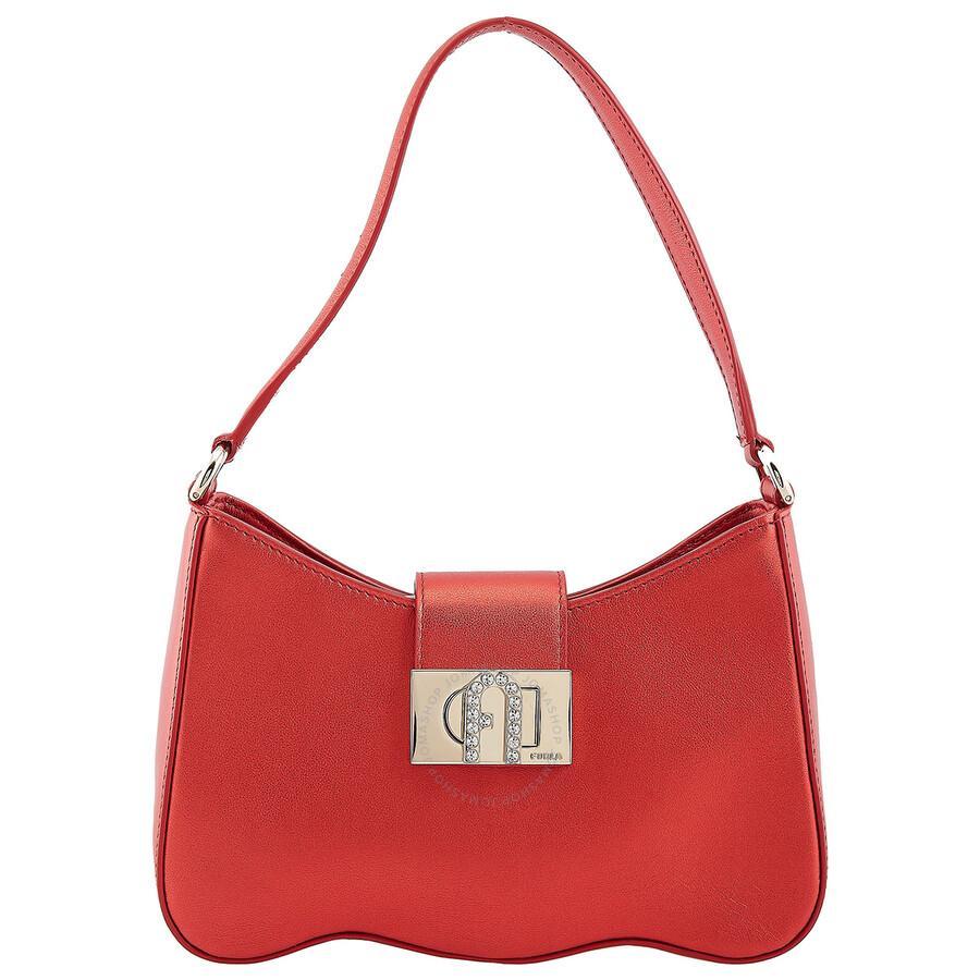 FURLA 1927 S Shoulder Bag Wave Woman Handbag Garnet Size - Calfskin In Red Product Image