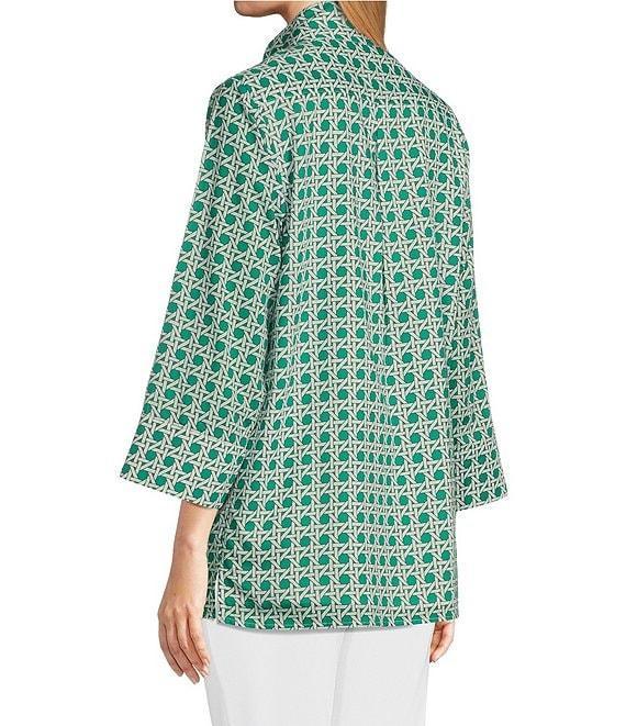 Jude Connally Cricket Petite Rattan Print Stand Collar Long Sleeve Top Product Image