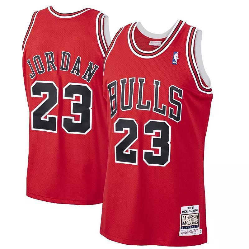 Men's Mitchell & Ness Michael Jordan Red Chicago Bulls 1997-98 Hardwood Classics Authentic Player Jersey, Size: 4XL Product Image