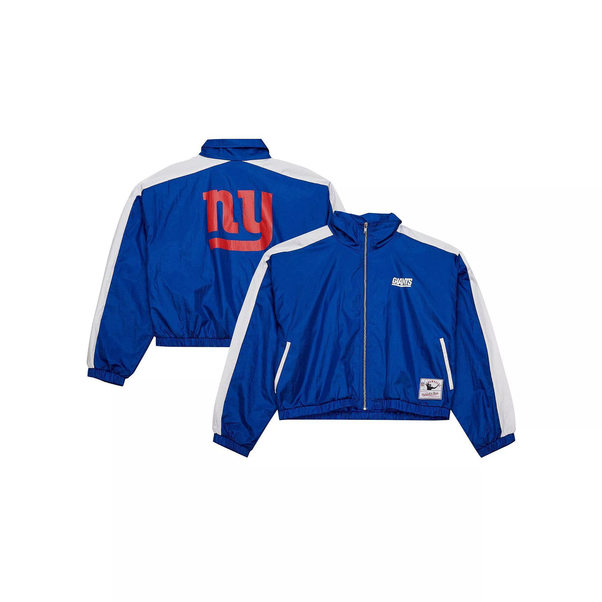 Women's Mitchell & Ness Royal New York Giants Nylon Cropped Full-Zip Jacket, Size: Small, Blue Product Image