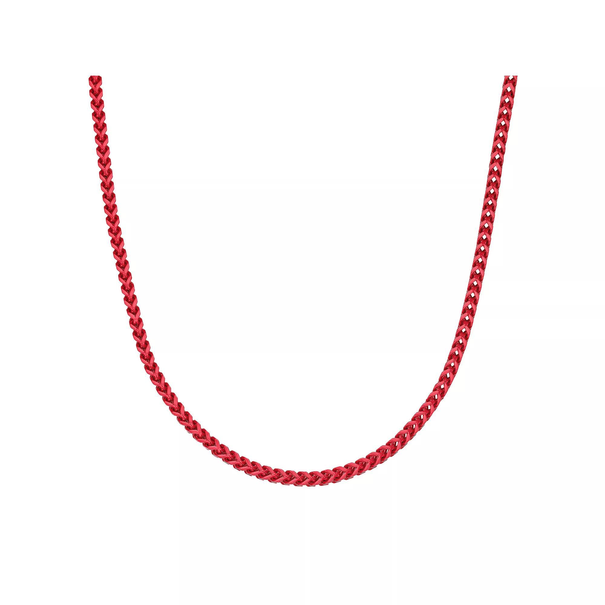 Men's LYNX Red Acrylic Stainless Steel Franco Chain Necklace, Size: 30", Red Tone Product Image