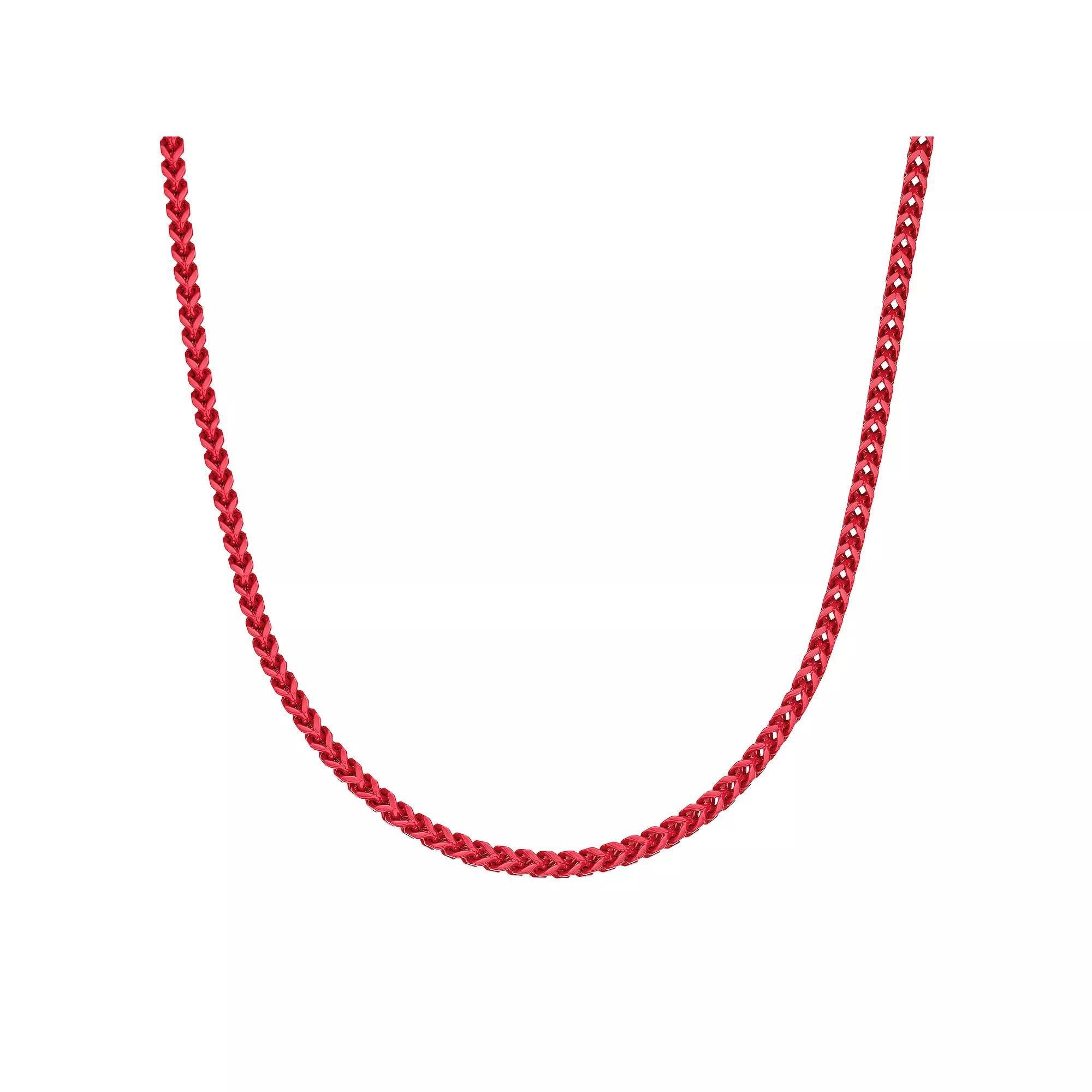 Men's LYNX Red Acrylic Stainless Steel Franco Chain Necklace, Size: 30", Red Tone Product Image