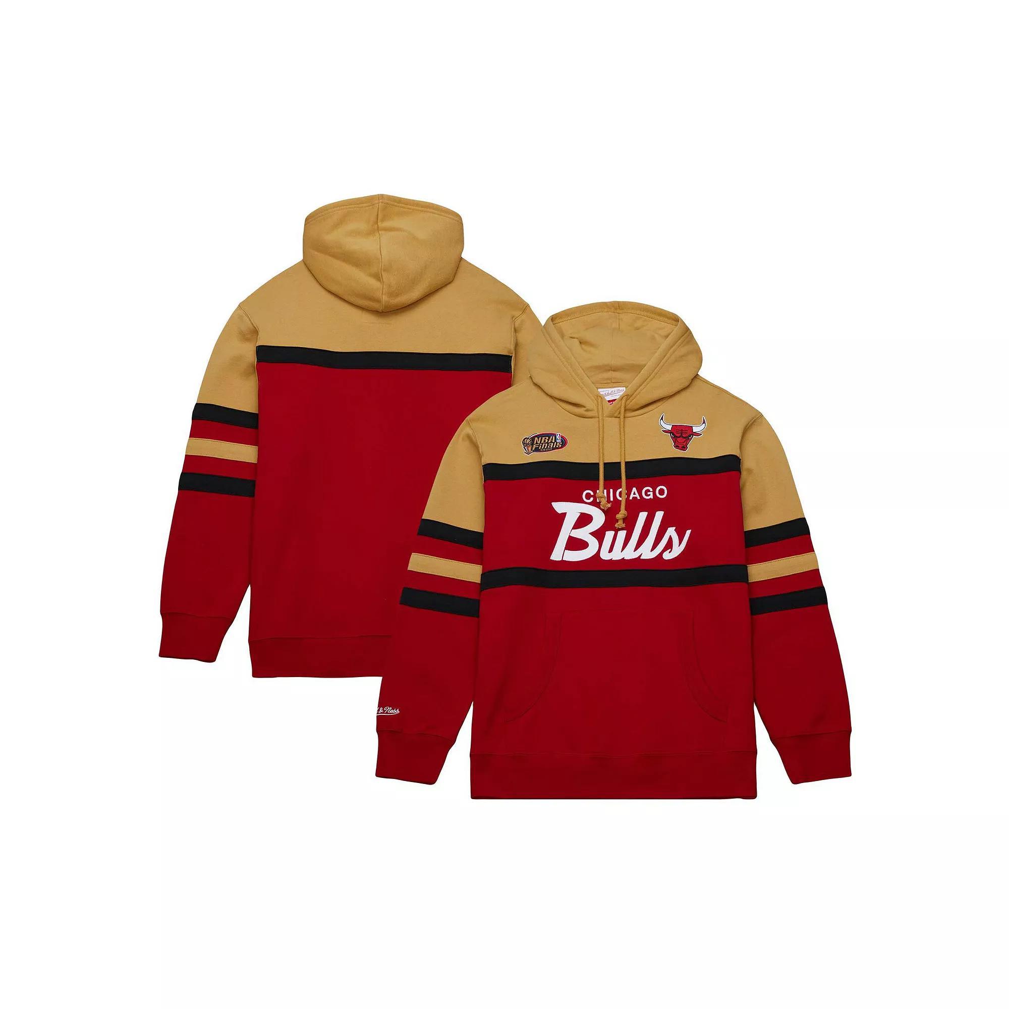 Men's Mitchell & Ness Red/Gold Chicago Bulls Head Coach Pullover Hoodie, Size: Small Product Image