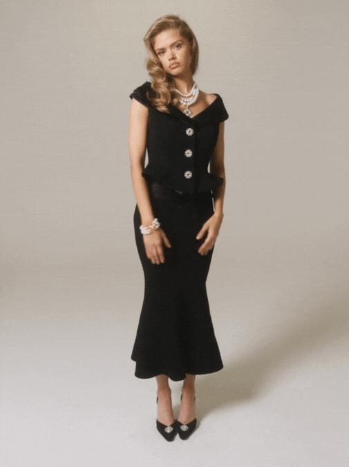 Belle Satin Top (Black) (Final Sale) Product Image