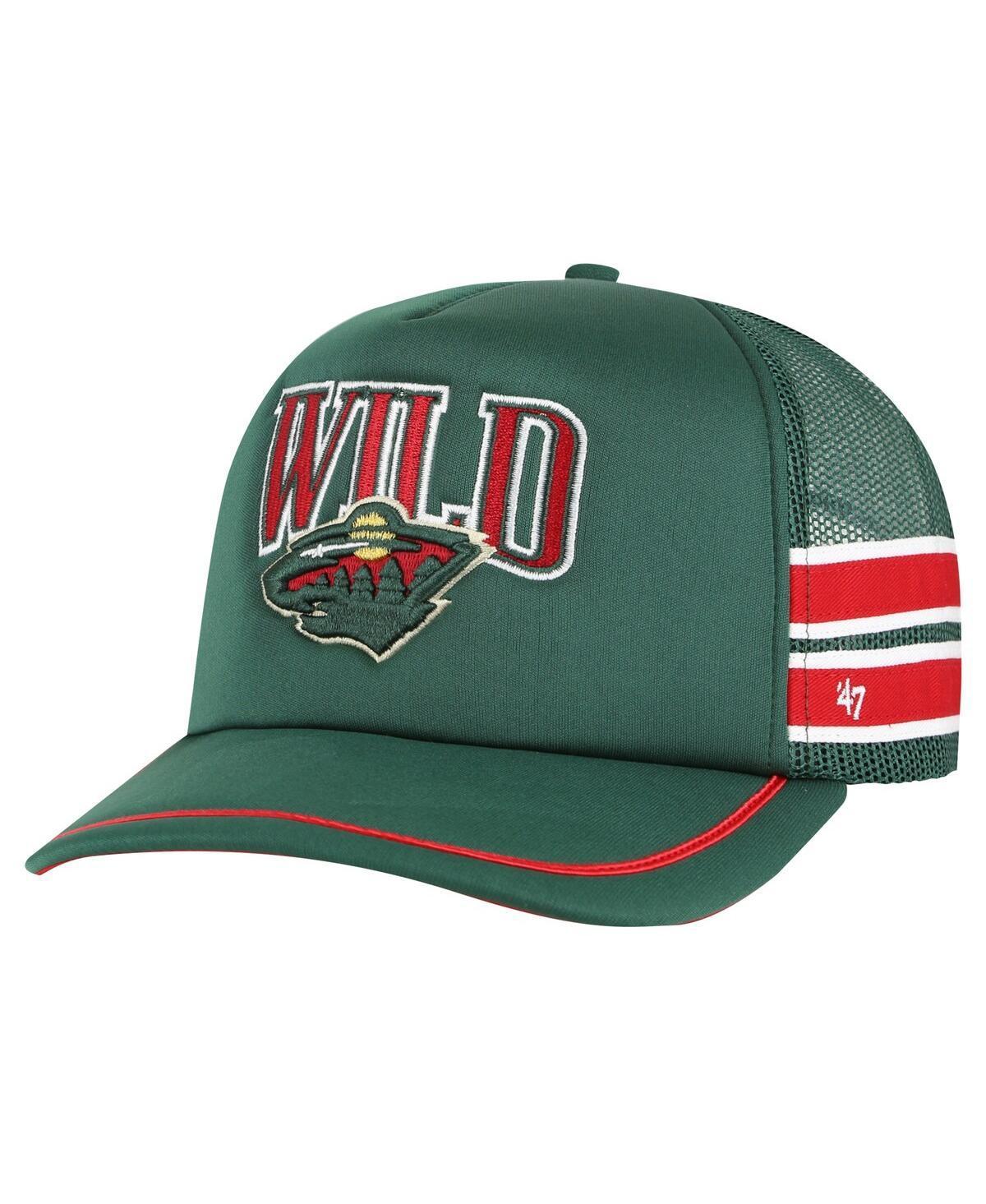Men's '47 Green Minnesota Wild Sideband Stripes Trucker Snapback Hat Product Image