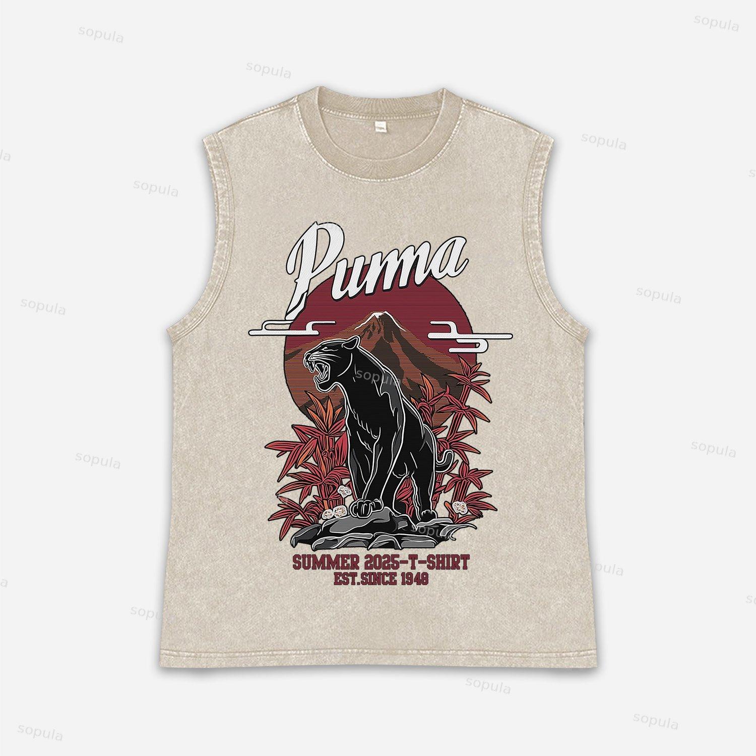 Mount Fuji Black Panther Acid Washed Tank Top Product Image