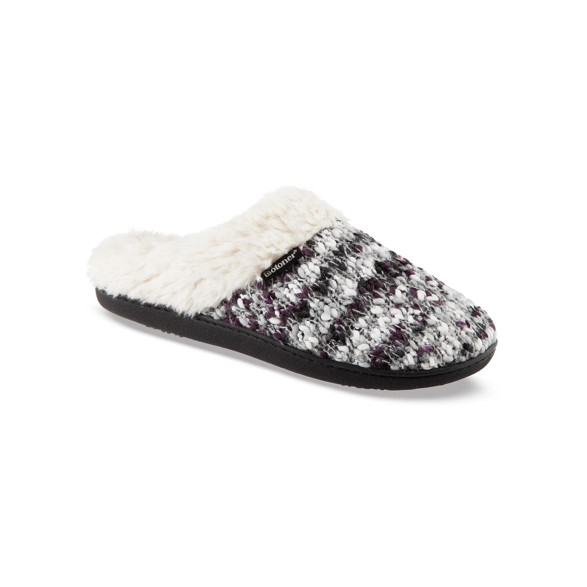 isotoner Amanda Chunky Sweater Knit Hoodback Women's Slippers, Size: Medium, Navy Blue Product Image