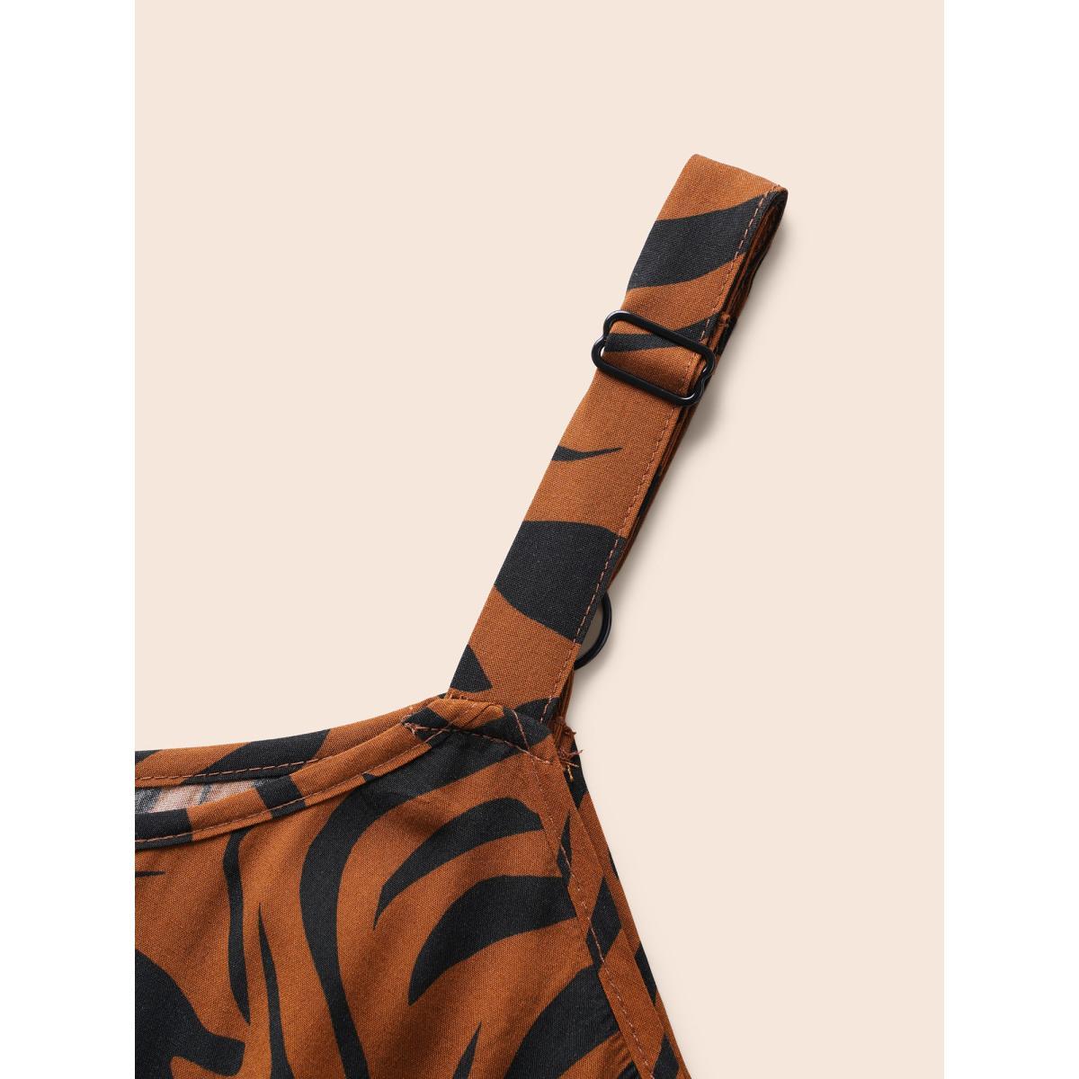 Plus Size Leopard Print Cami Midi Dress Browncoffeecolor Women Workwear Essentials Non U-neck Sleeveless Curvy BloomChic 18-20/2X Product Image