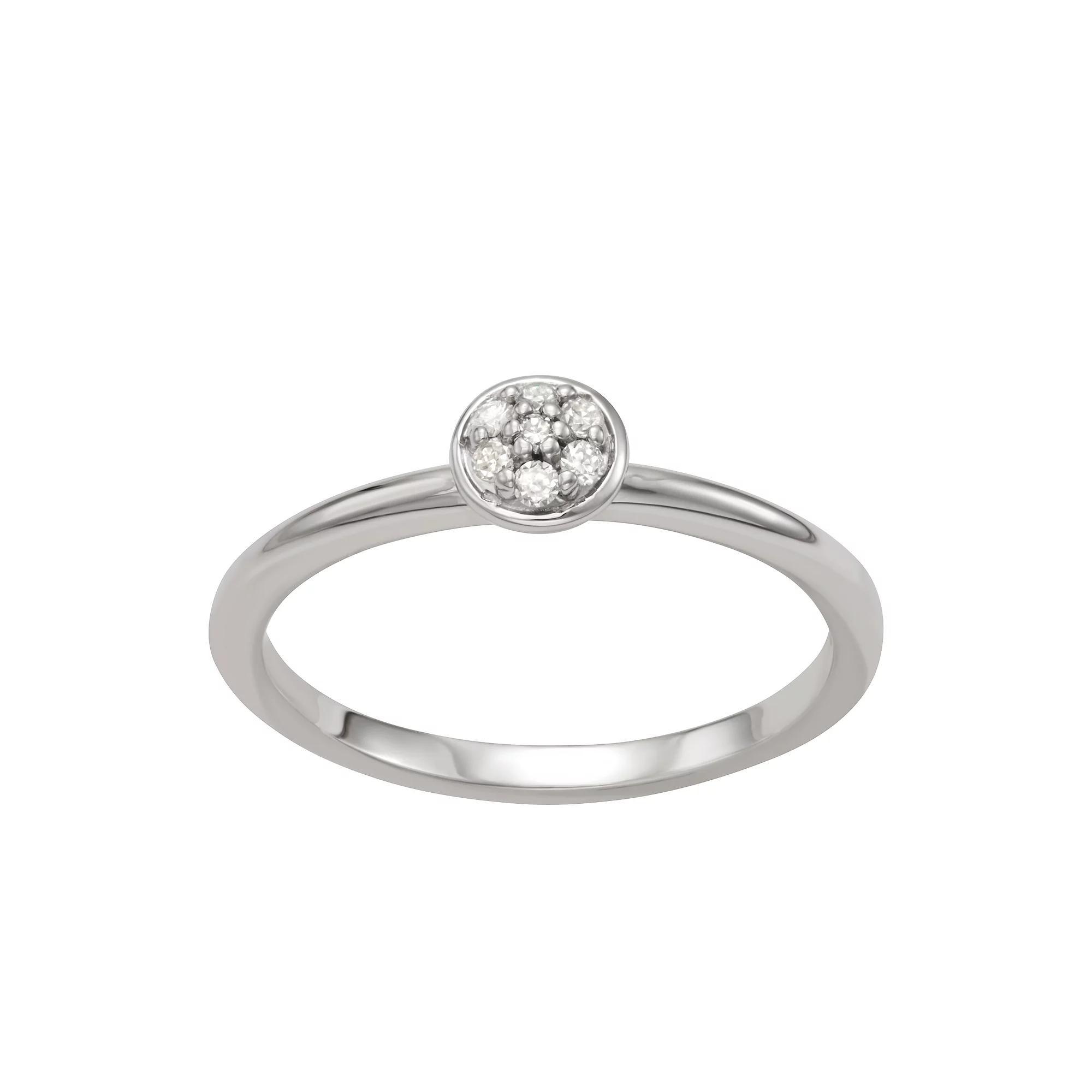 Moissanite Outlet Sterling Silver 1/10 Carat T.W. Round Pave Lab-Created Moissanite Ring, Women's, Size: 6 Product Image