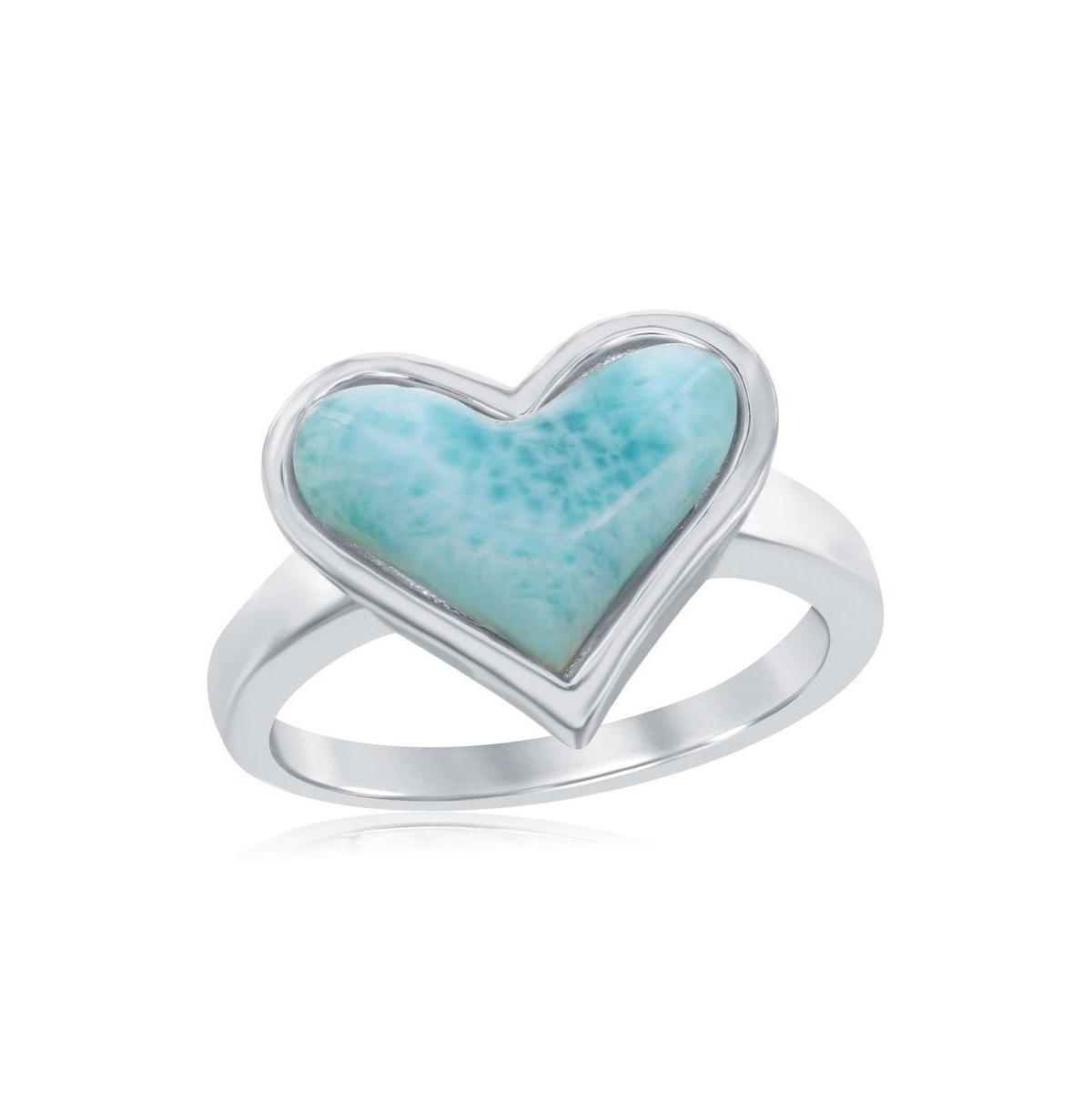 Sterling Silver Larimar Heart Ring, Women's, Size: 8, Silvertone Product Image