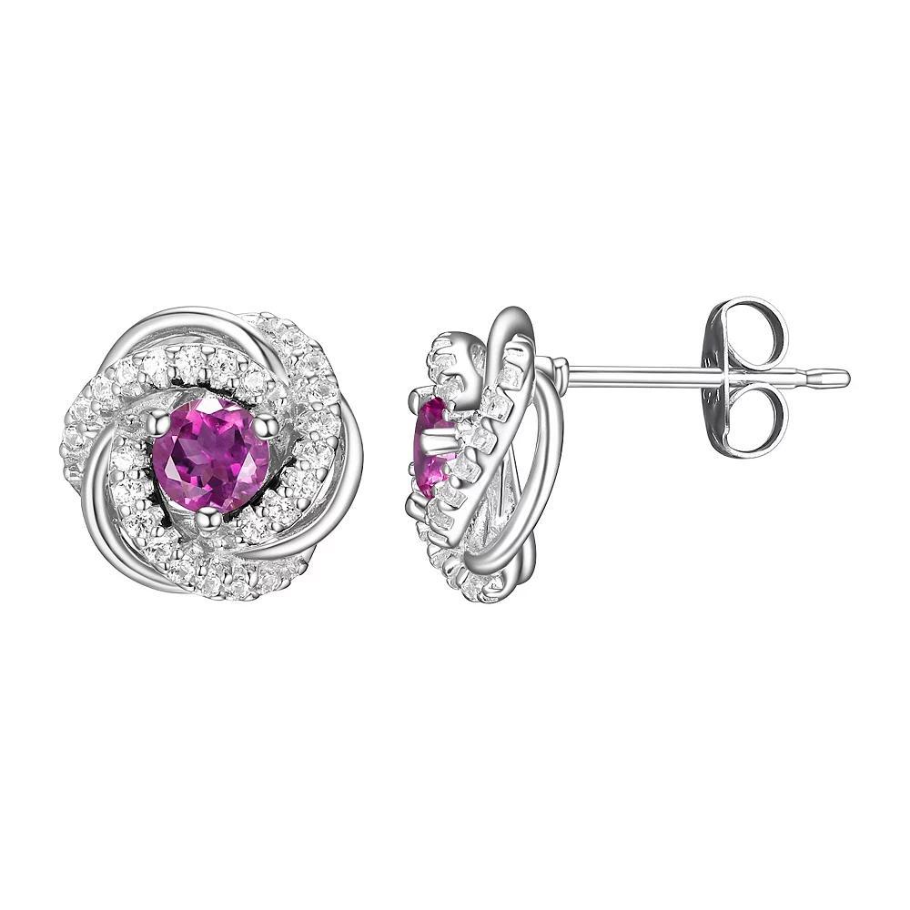 Tokens of Love Sterling Silver Peridot Birthstone Love Knot Stud Earrings, Women's Product Image