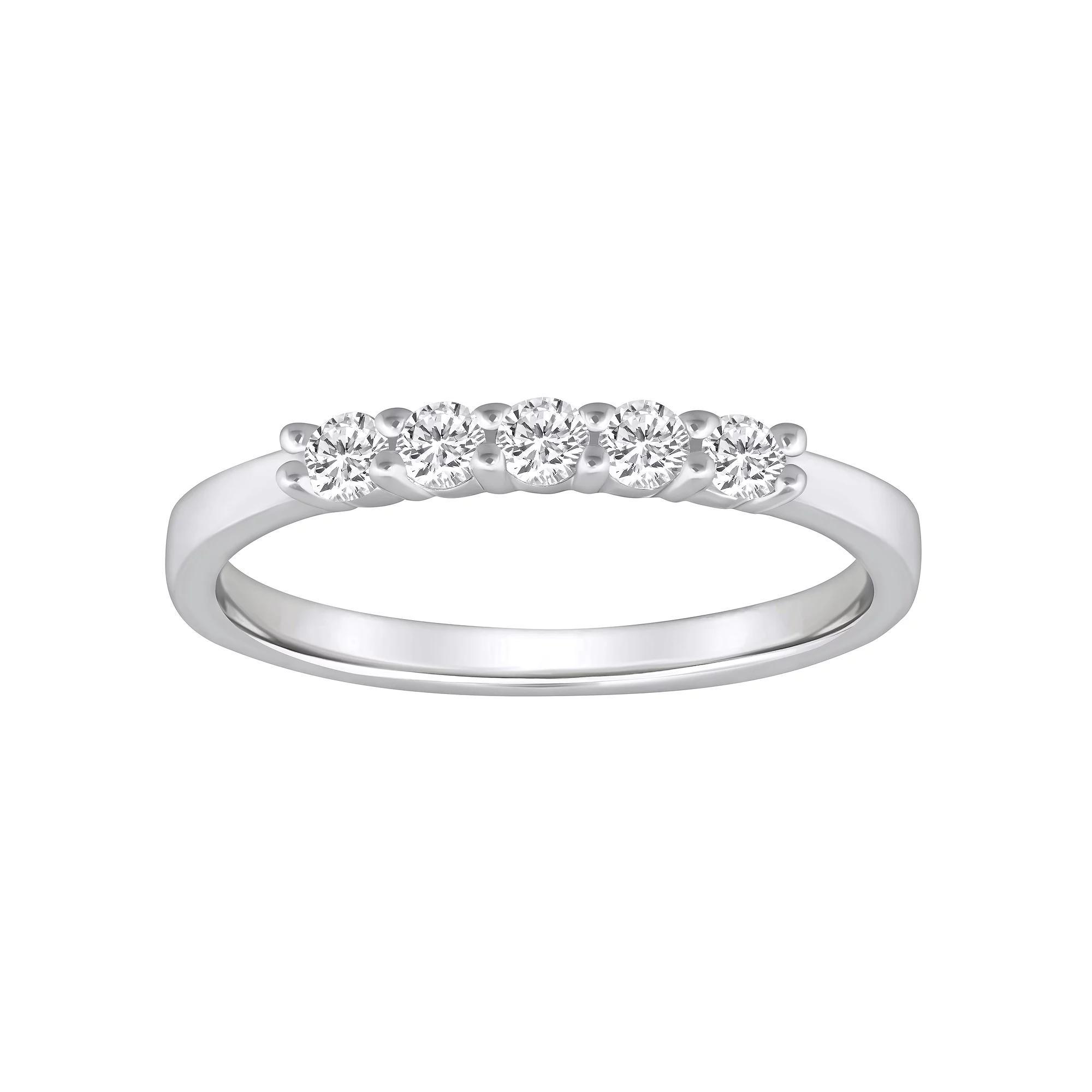 Alyson Layne 14k Gold 1/4 Carat T.W. Diamond 5-Stone Wedding Band, Women's, Size: 8, White Product Image