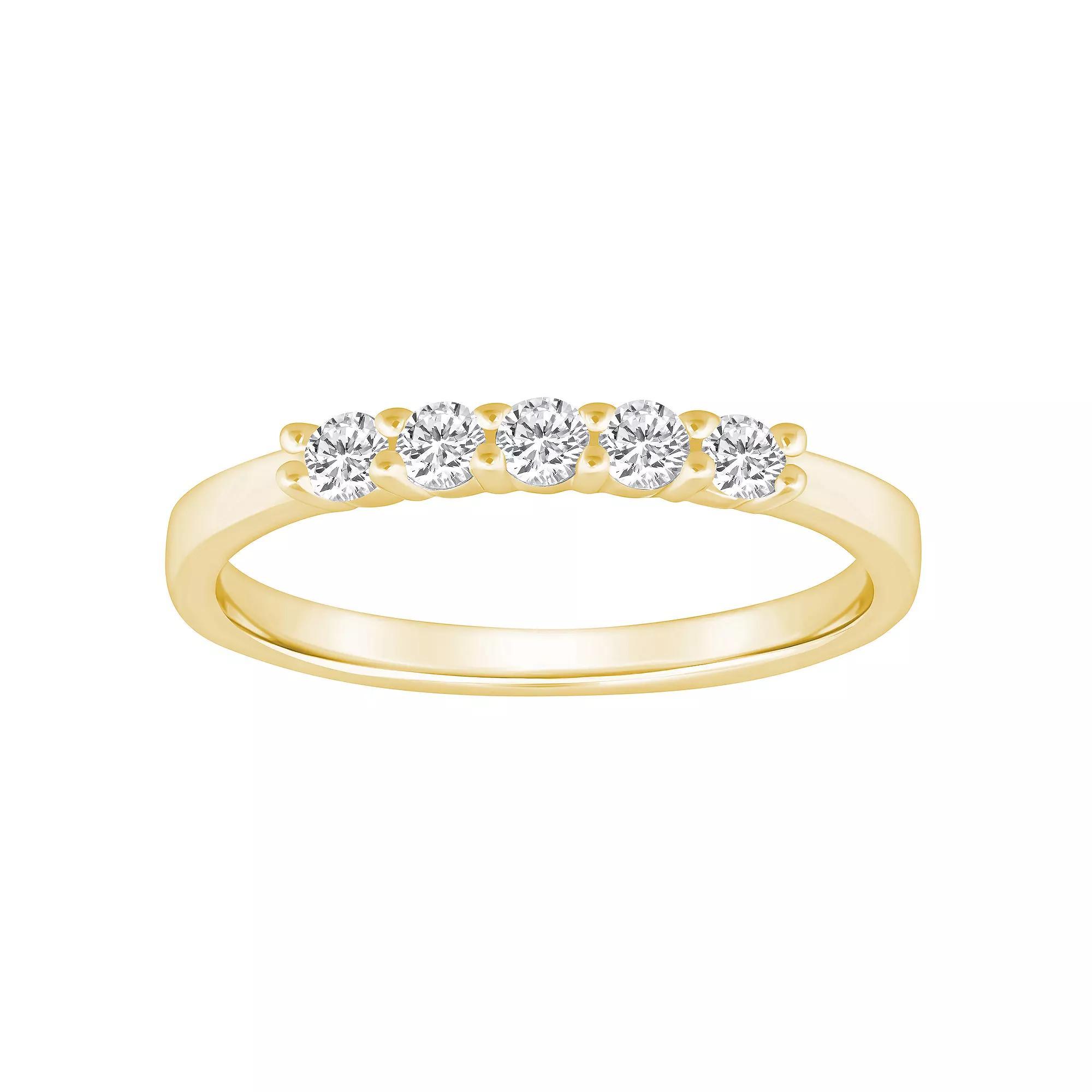 Alyson Layne 14k Gold 1/4 Carat T.W. Diamond 5-Stone Wedding Band, Women's, Size: 6, Yellow Product Image
